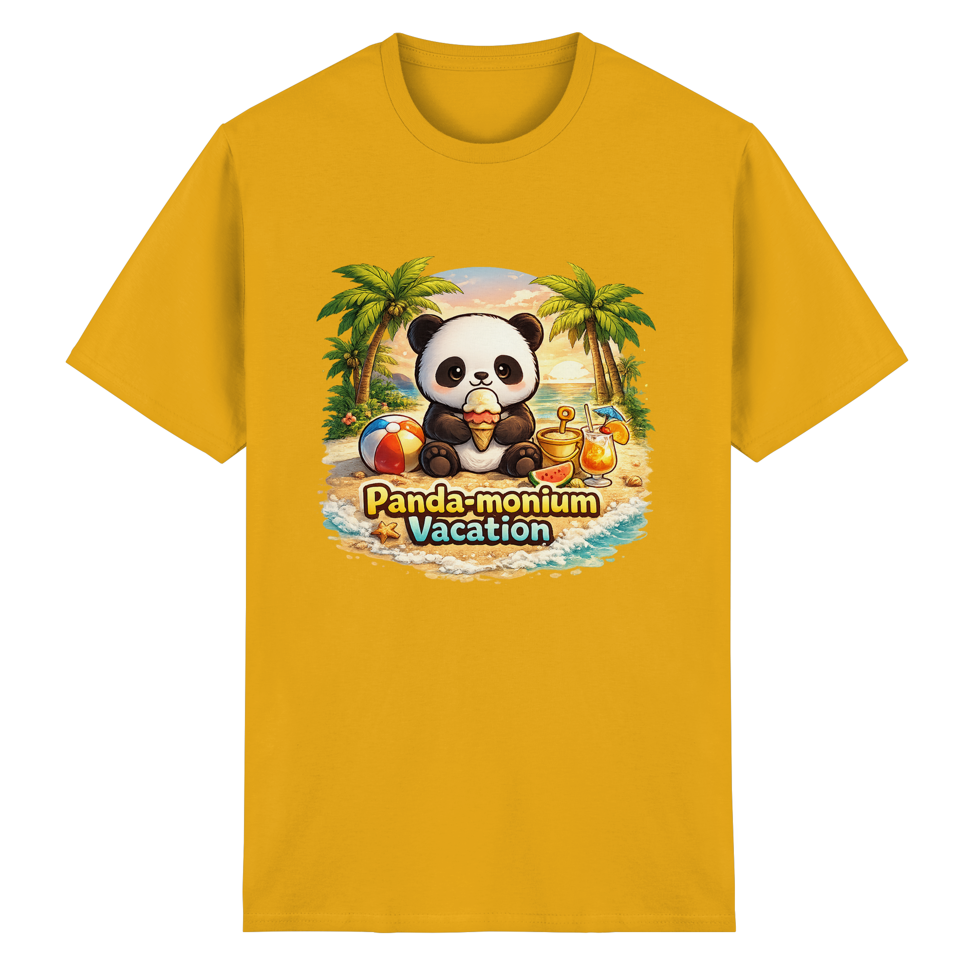 Panda-monium Vacation – Chilliger Strand Panda - Heavy Cotton T-Shirt