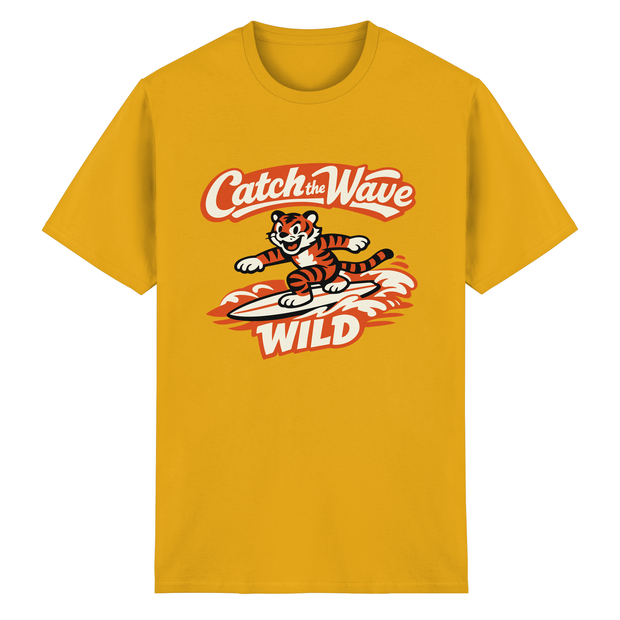 Catch the Wave Tiger – Vintage Surf Wildcat - Heavy Cotton T-Shirt