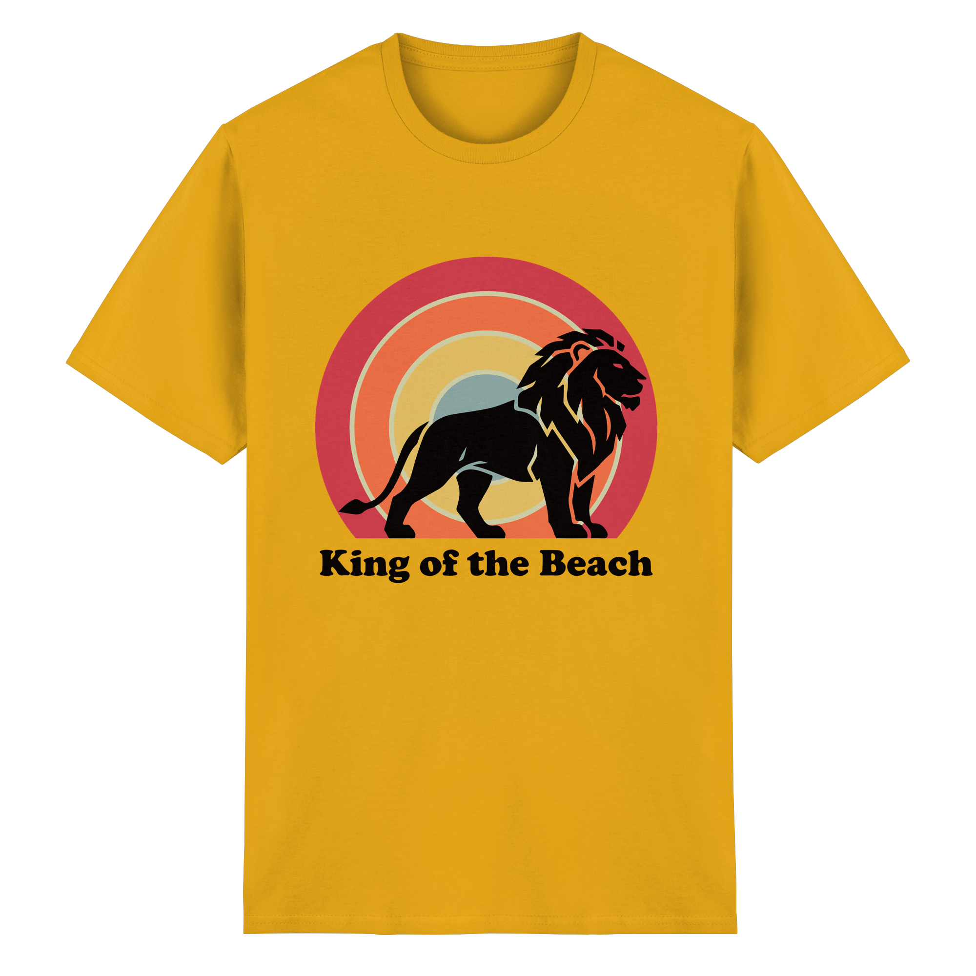 King of the Beach Löwe – Retro Strandkönig - Heavy Cotton T-Shirt