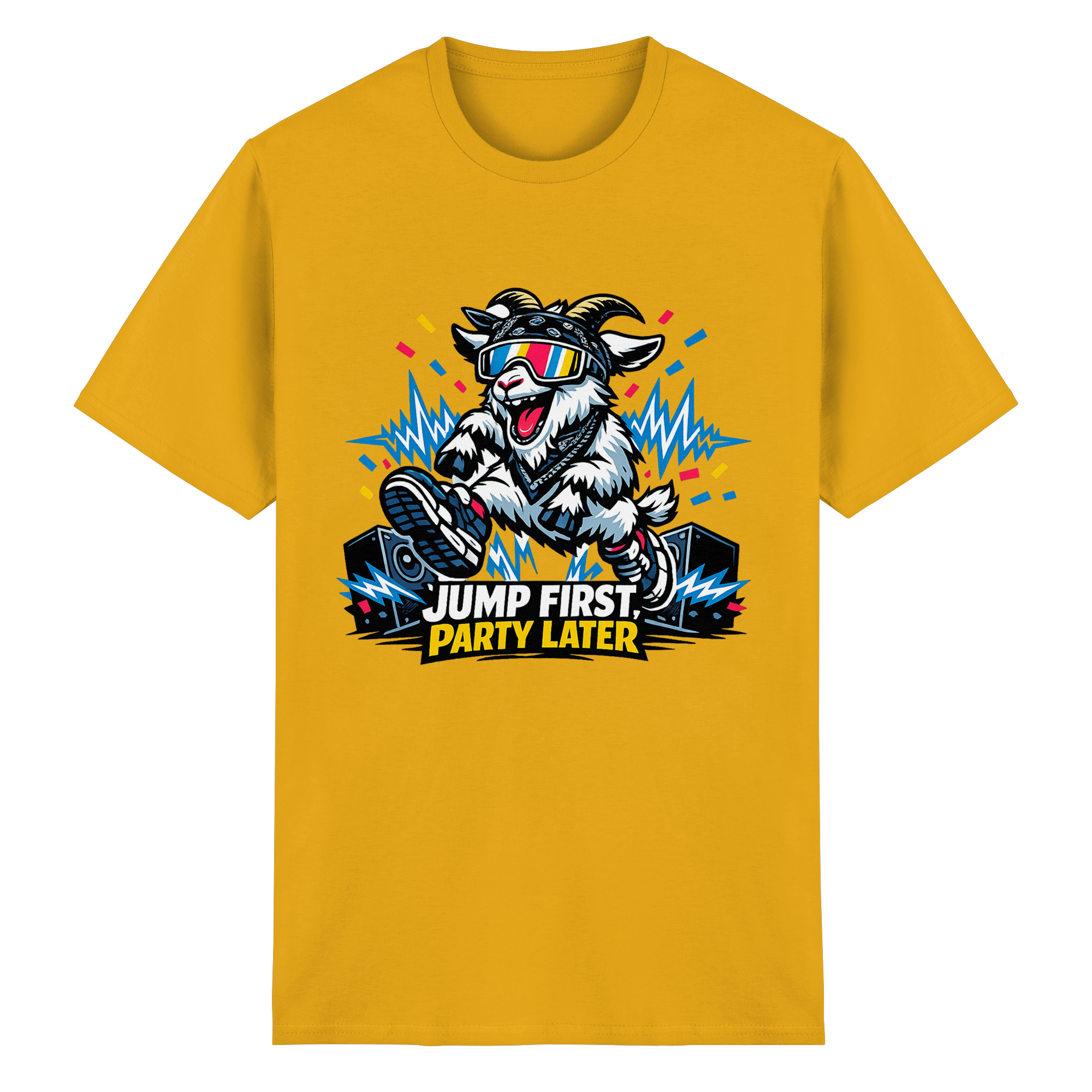 Jump First Party Later Ziege – Festival Goat - Heavy Cotton T-Shirt