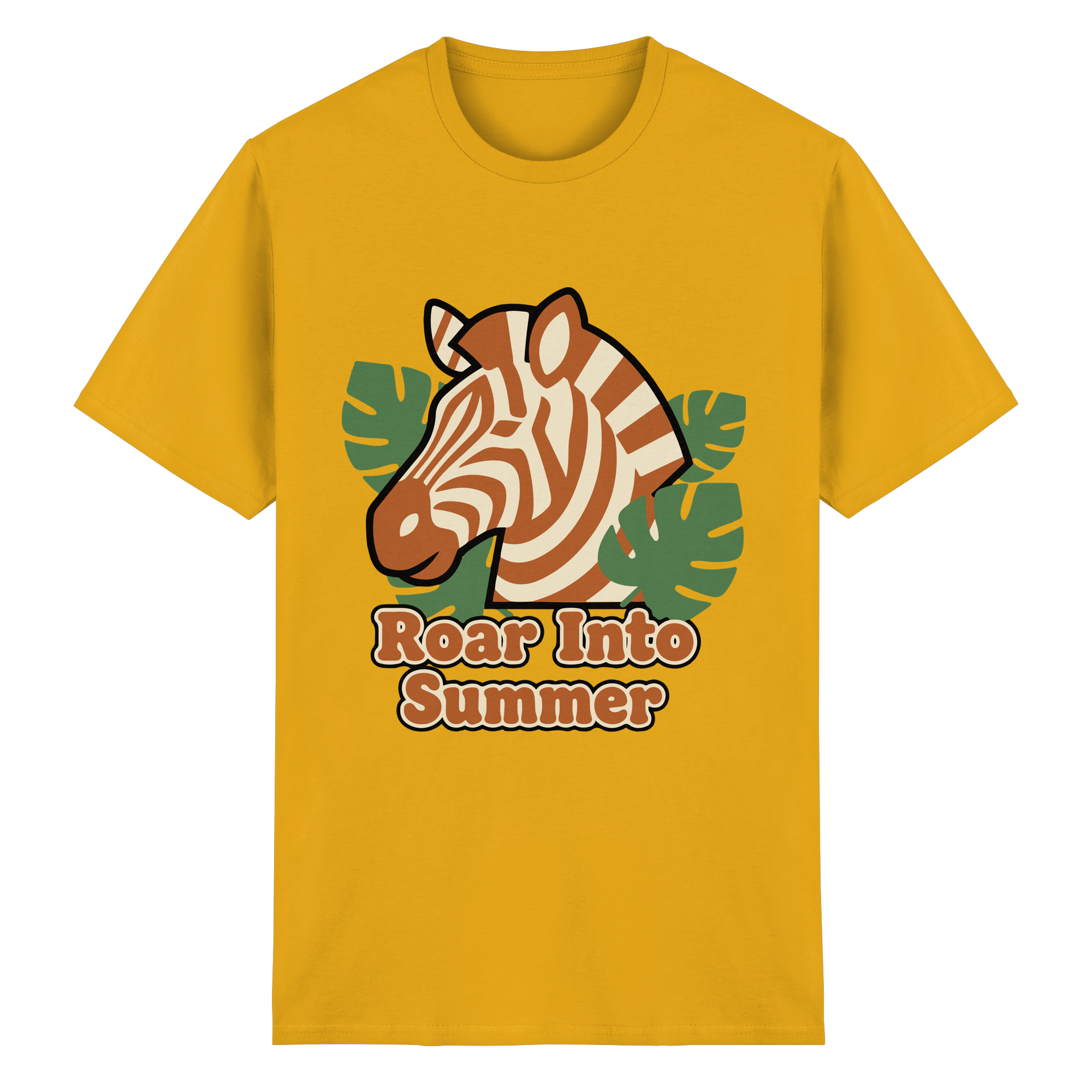 Roar Into Summer Zebra – Tropisches Streifentier - Heavy Cotton T-Shirt