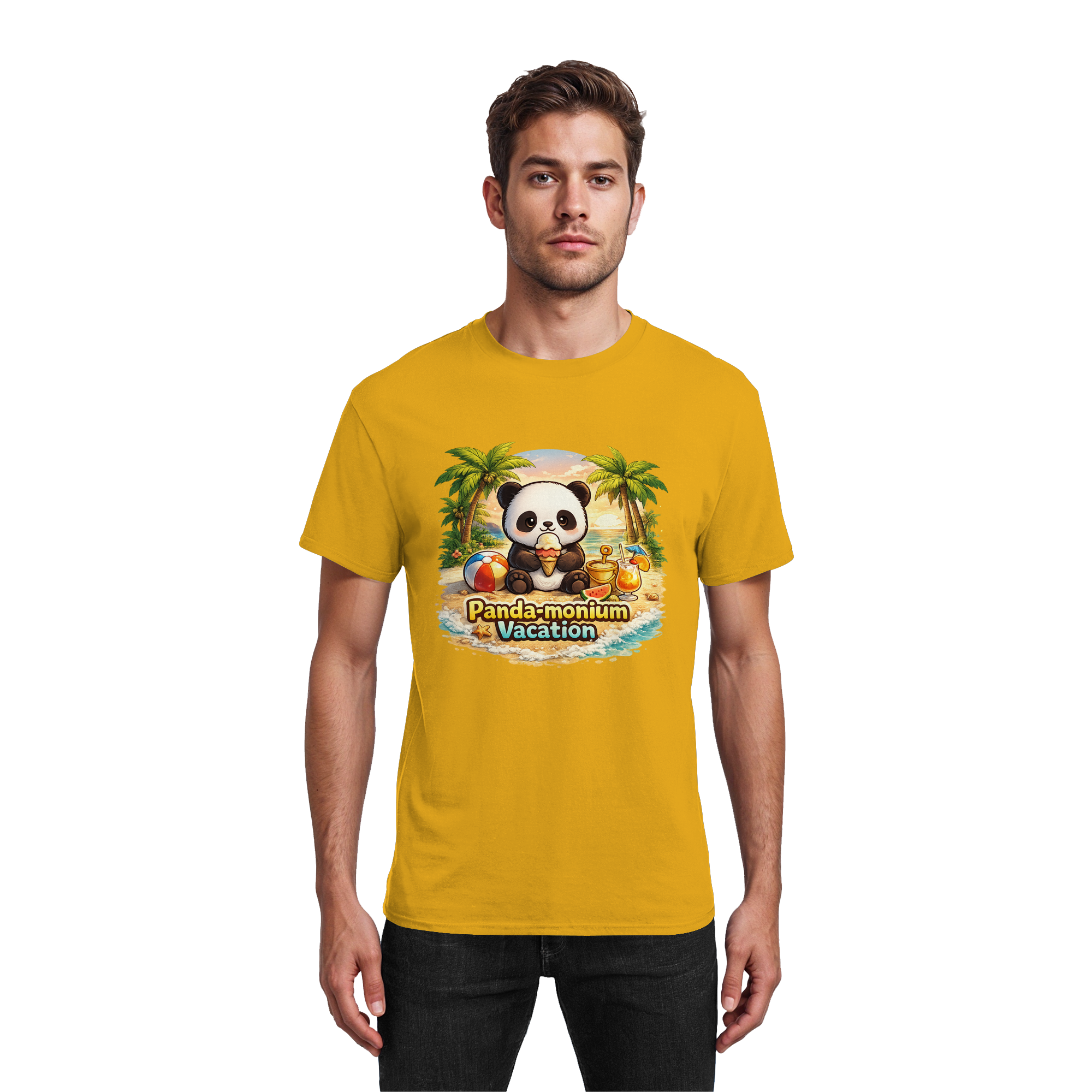 Panda-monium Vacation – Chilliger Strand Panda - Heavy Cotton T-Shirt