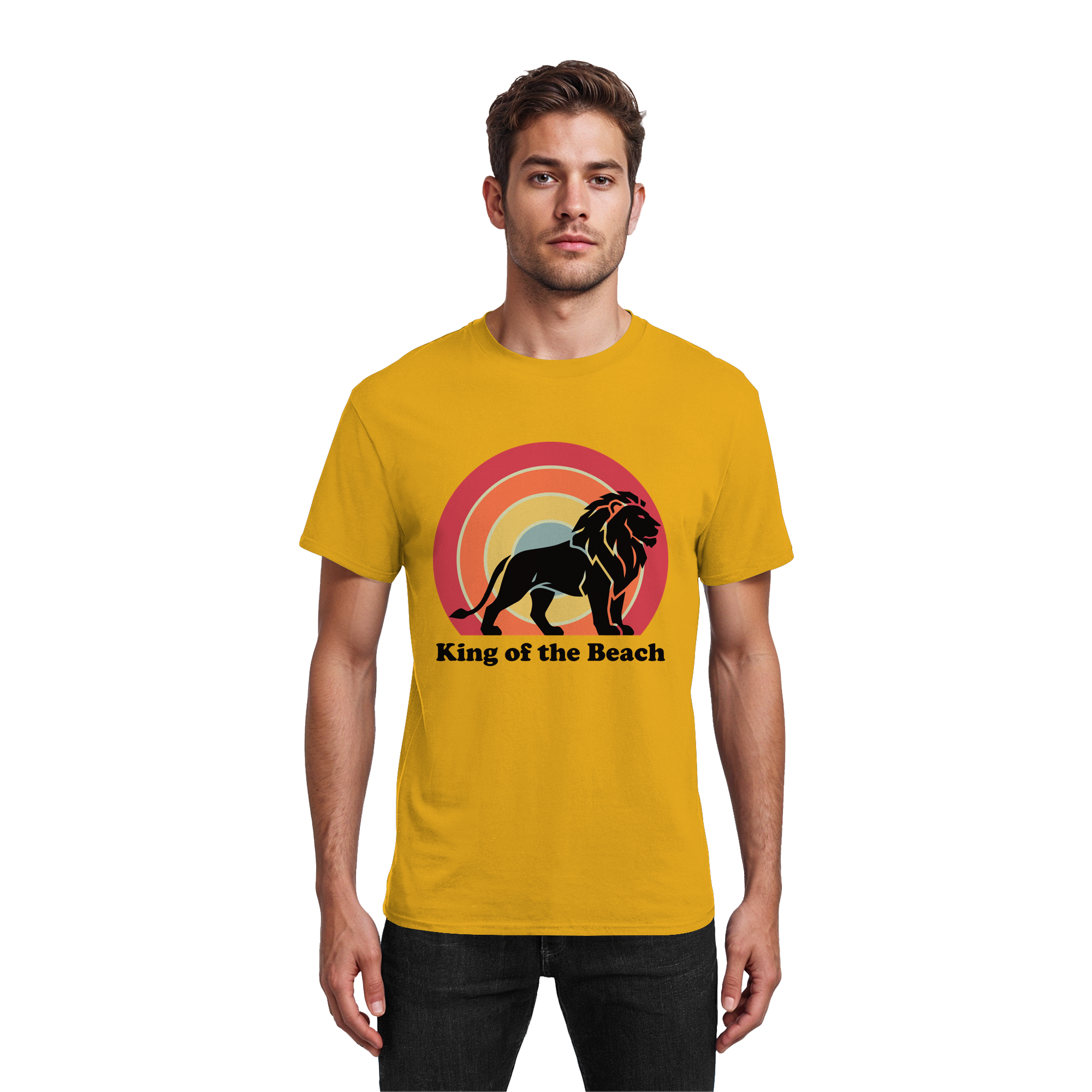 King of the Beach Löwe – Retro Strandkönig - Heavy Cotton T-Shirt