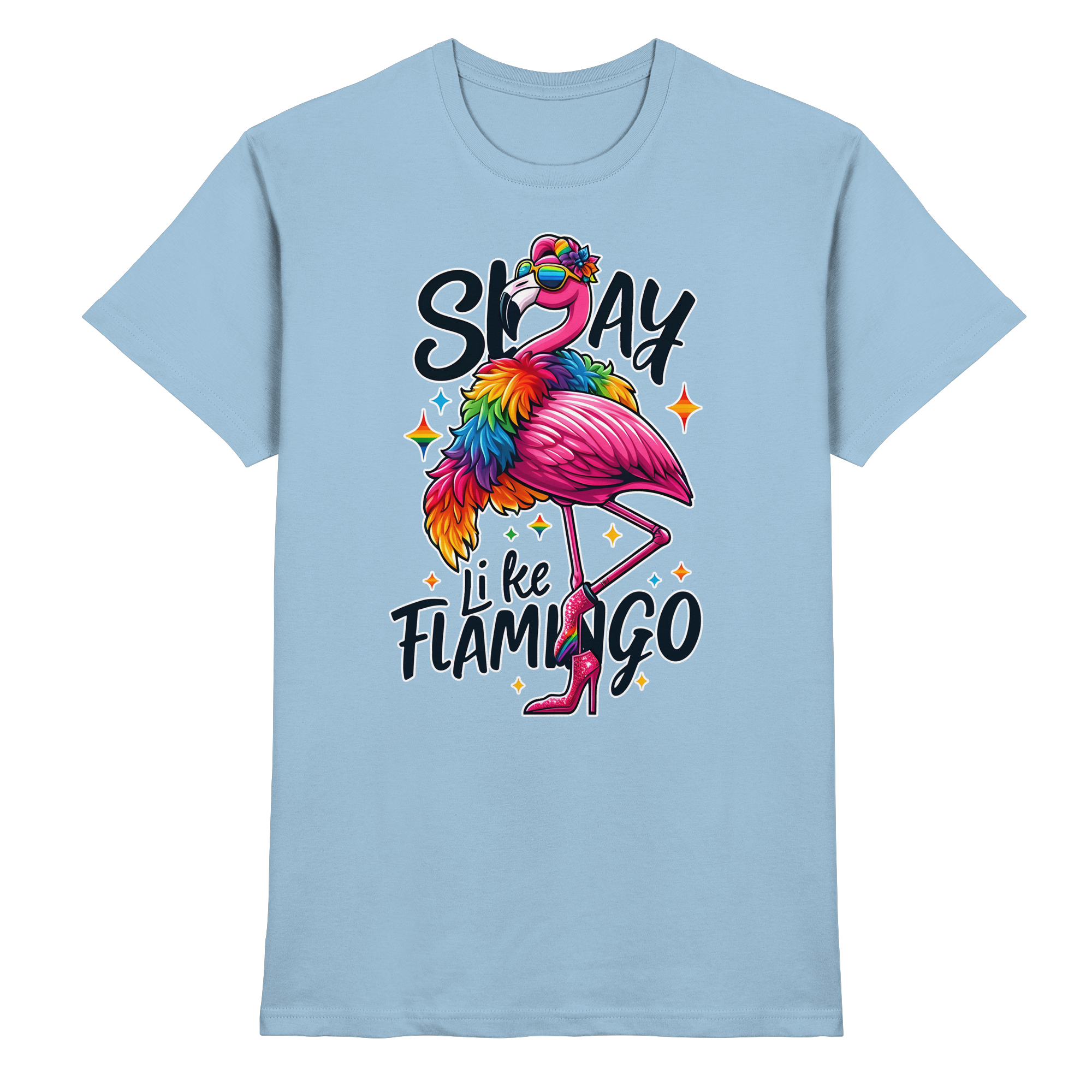 Slay Like a Flamingo – Stylischer Regenbogen-Flamingo - Heavy Cotton T-Shirt
