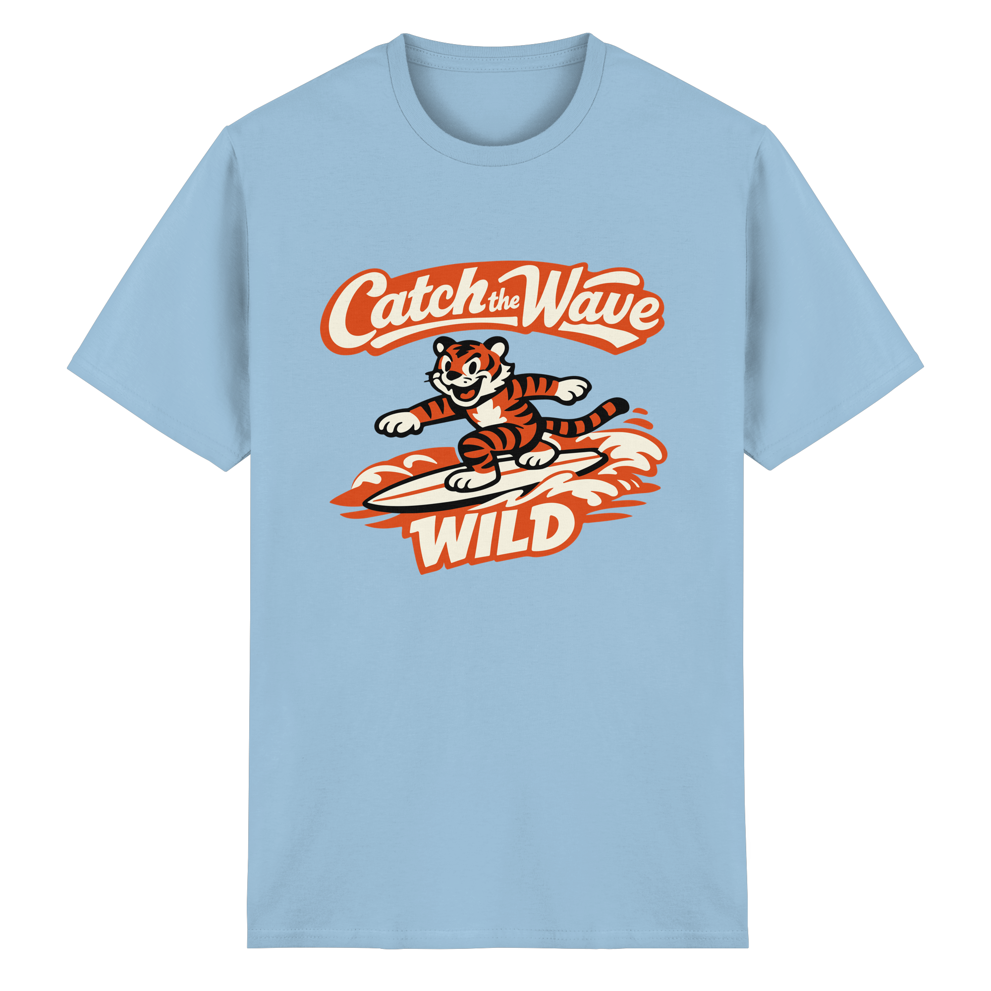 Catch the Wave Tiger – Vintage Surf Wildcat - Heavy Cotton T-Shirt