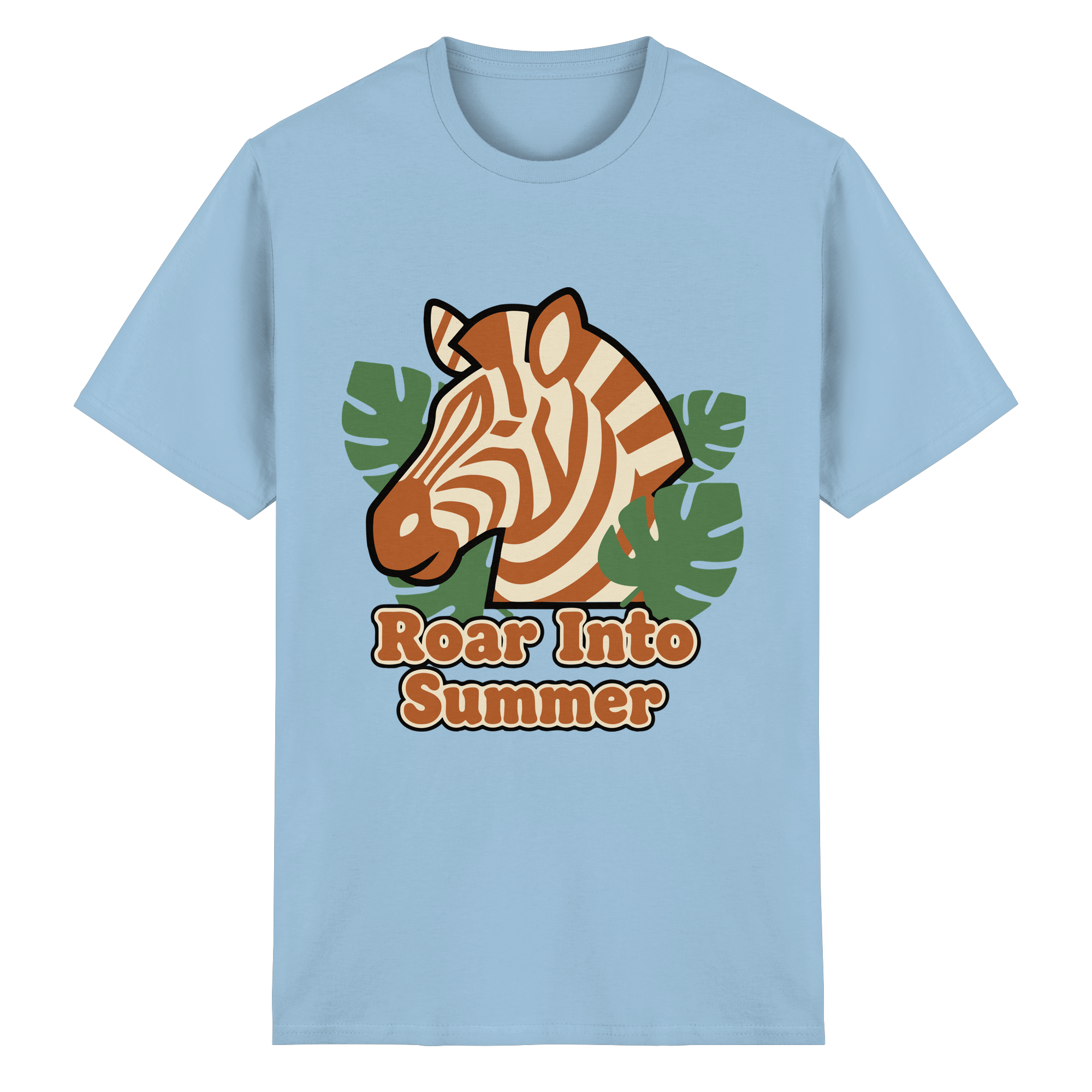 Roar Into Summer Zebra – Tropisches Streifentier - Heavy Cotton T-Shirt