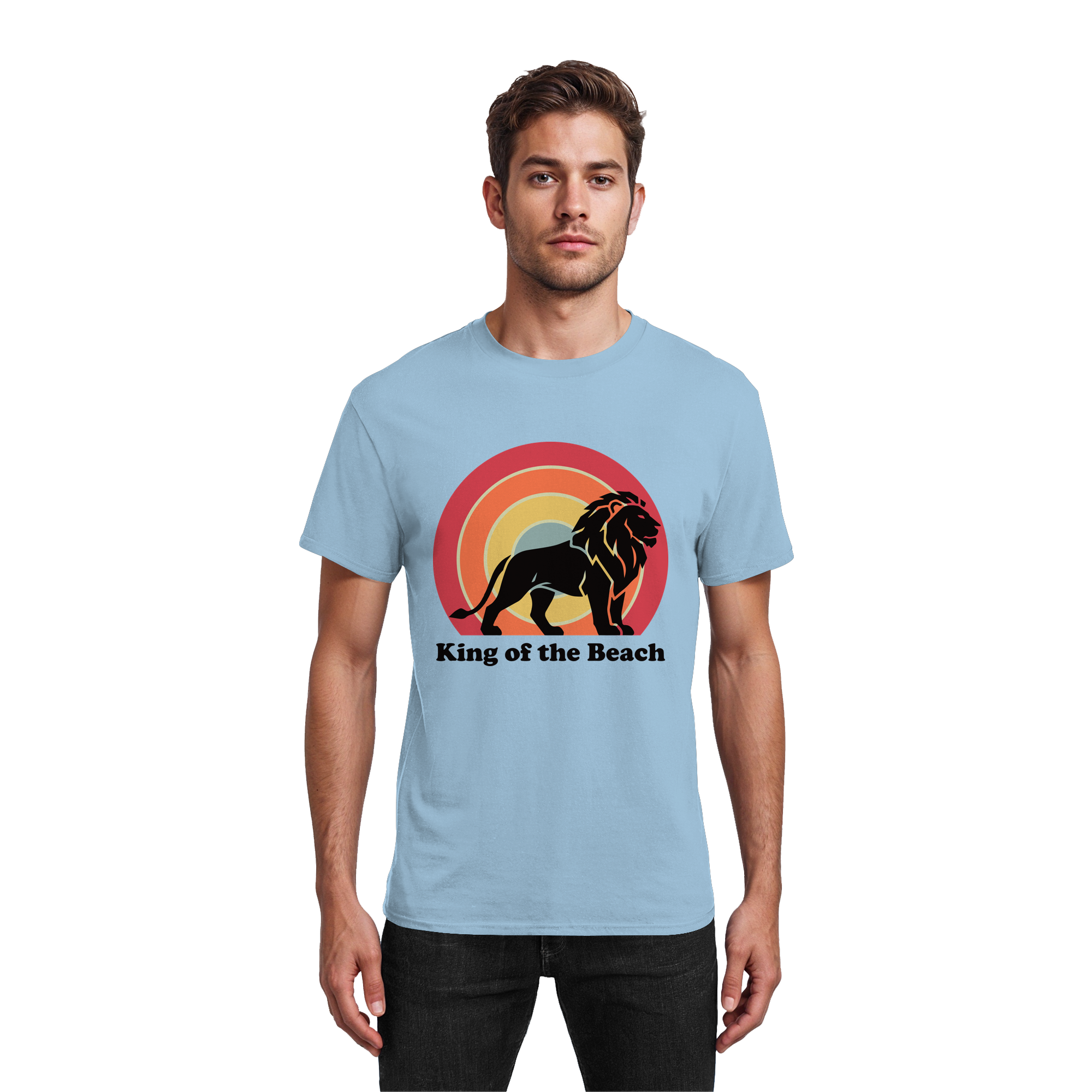 King of the Beach Löwe – Retro Strandkönig - Heavy Cotton T-Shirt