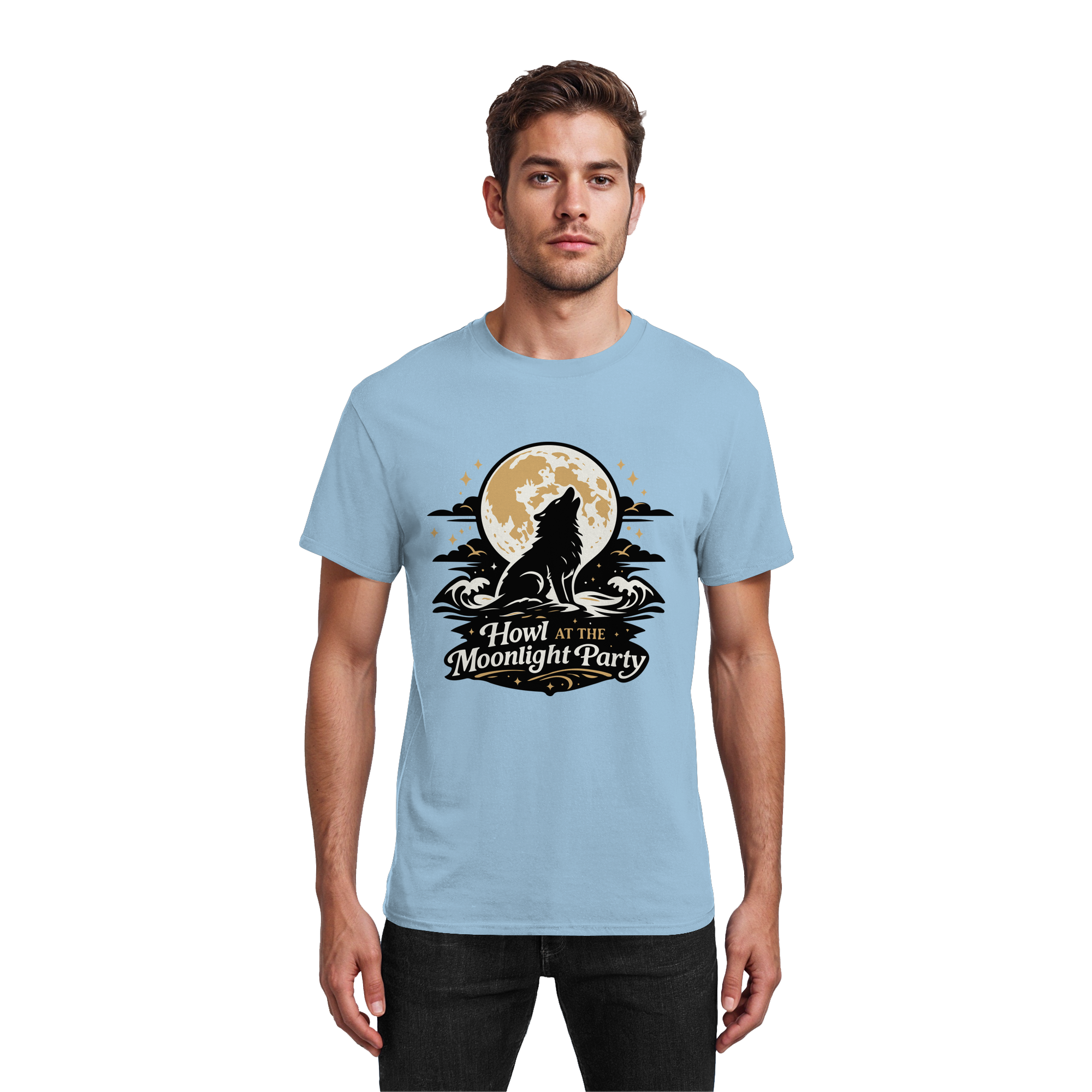 Howl at the Moonlight Party Wolf – Mondheuler Beach - Heavy Cotton T-Shirt
