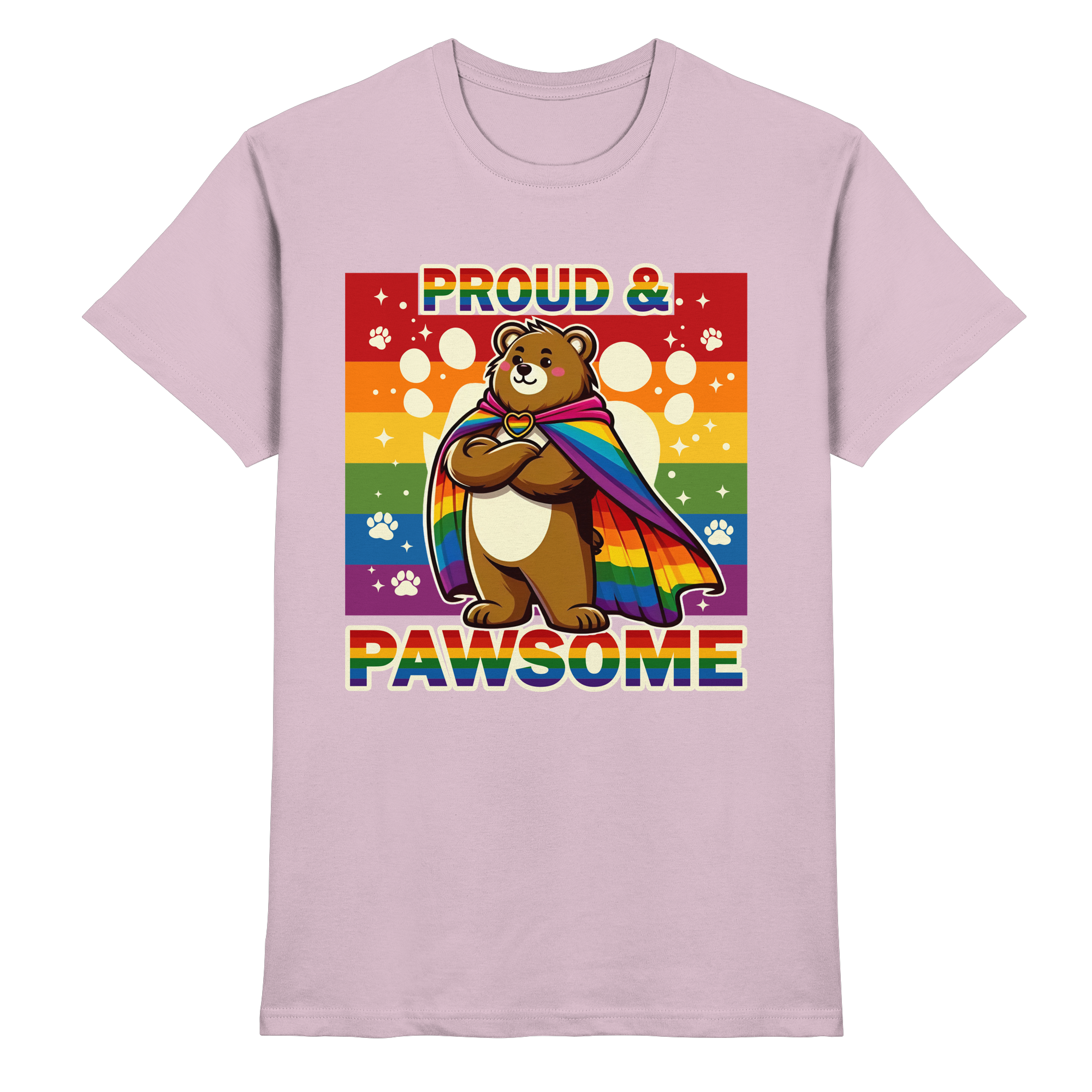 Proud & Pawsome – Starker Regenbogen-Bär - Heavy Cotton T-Shirt