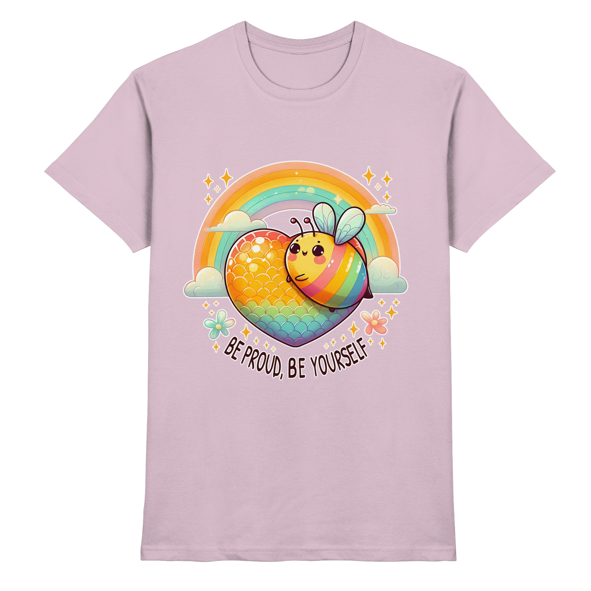 Fröhliche Regenbogen-Biene – Sei stolz, sei du selbst - Heavy Cotton T-Shirt