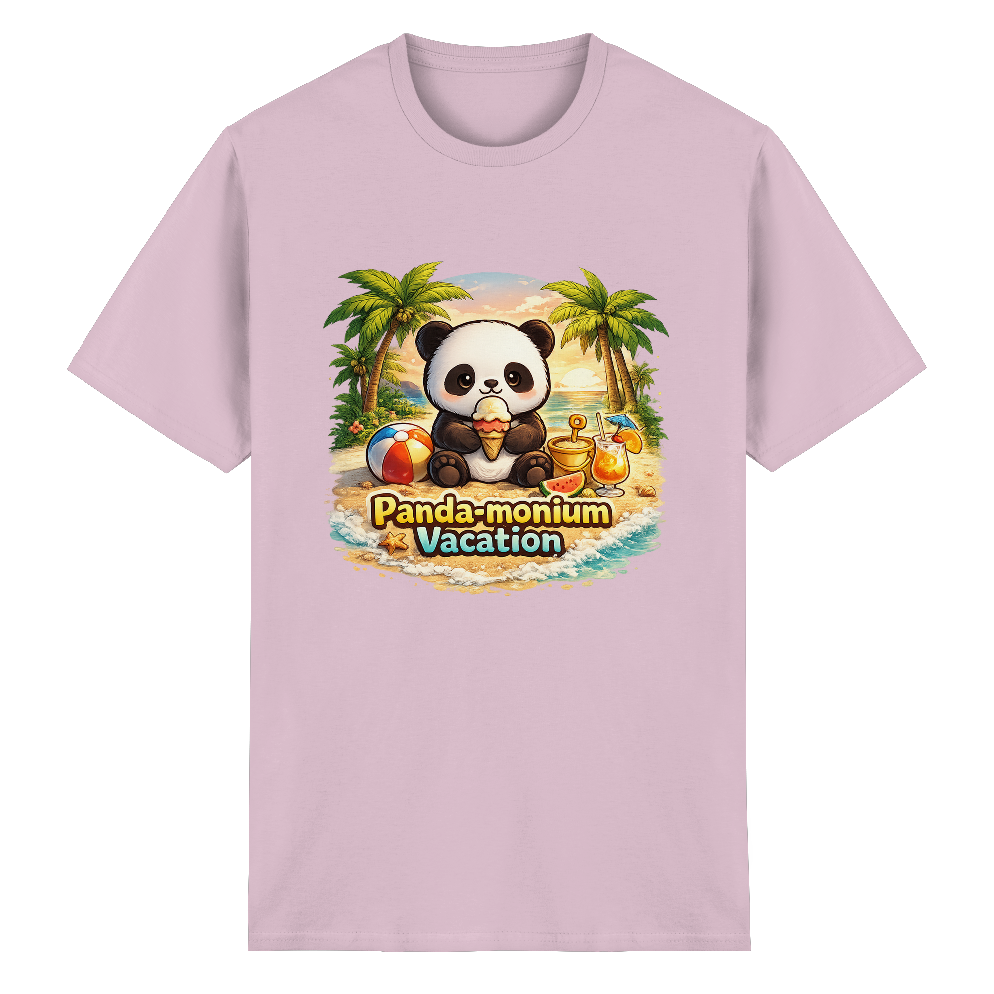 Panda-monium Vacation – Chilliger Strand Panda - Heavy Cotton T-Shirt