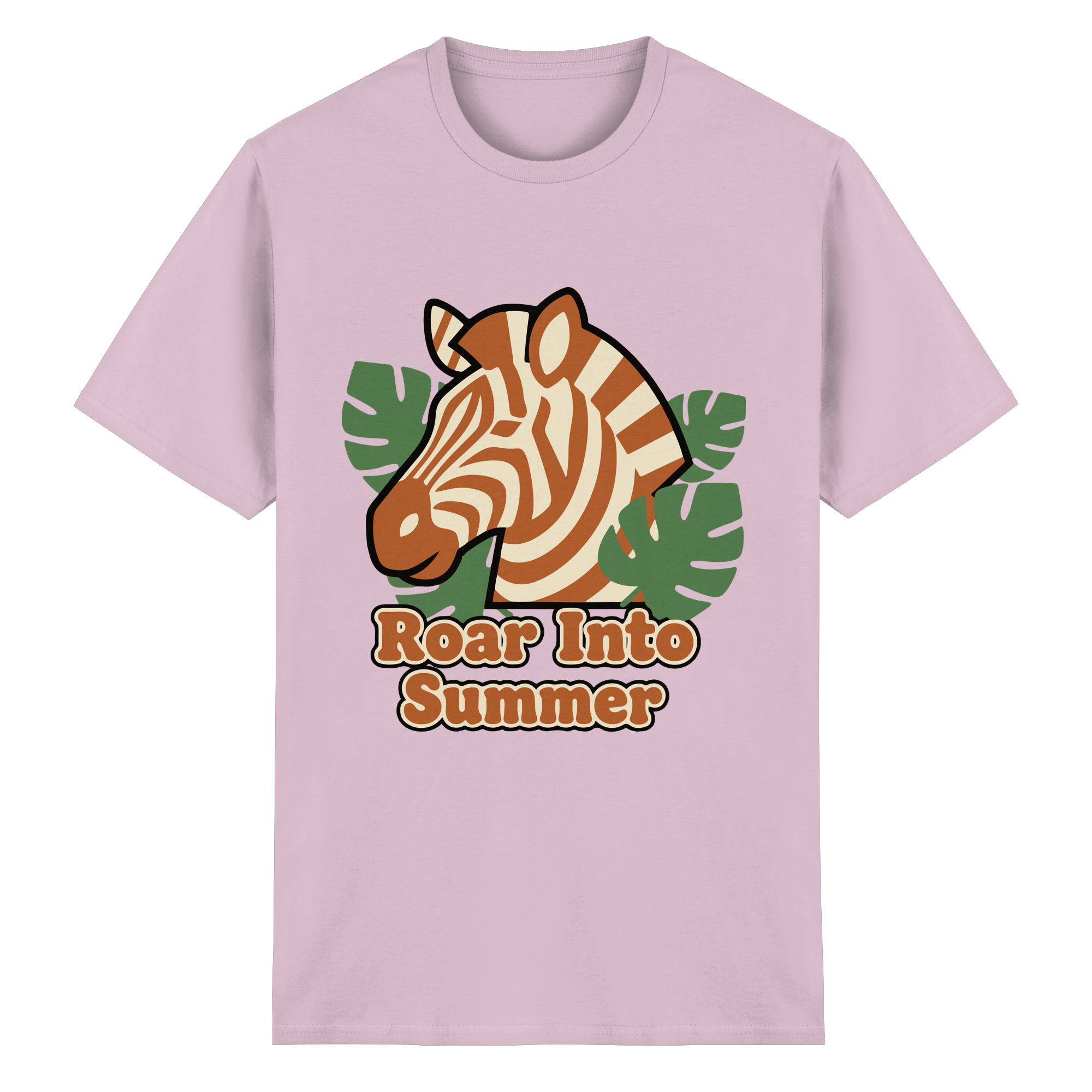Roar Into Summer Zebra – Tropisches Streifentier - Heavy Cotton T-Shirt