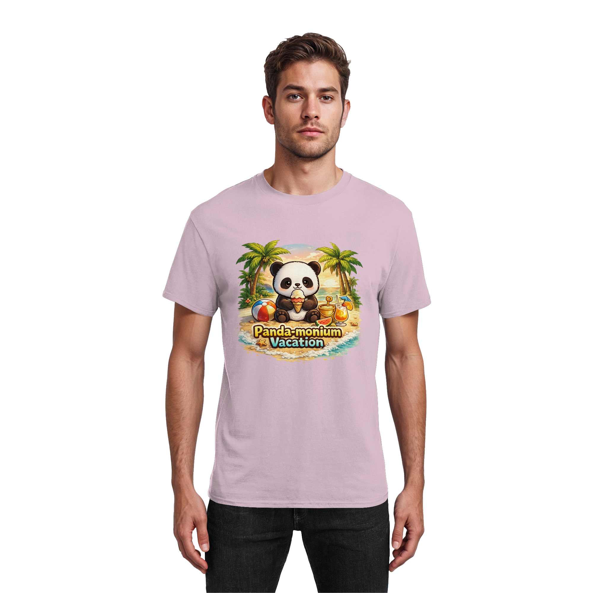 Panda-monium Vacation – Chilliger Strand Panda - Heavy Cotton T-Shirt