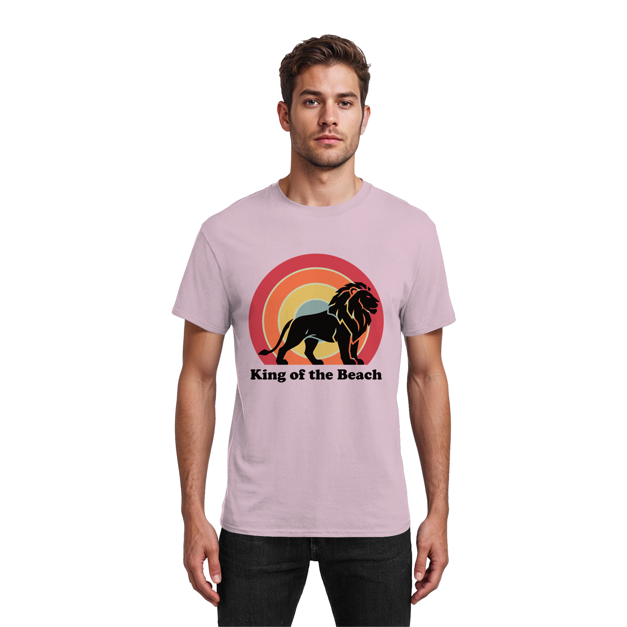 King of the Beach Löwe – Retro Strandkönig - Heavy Cotton T-Shirt