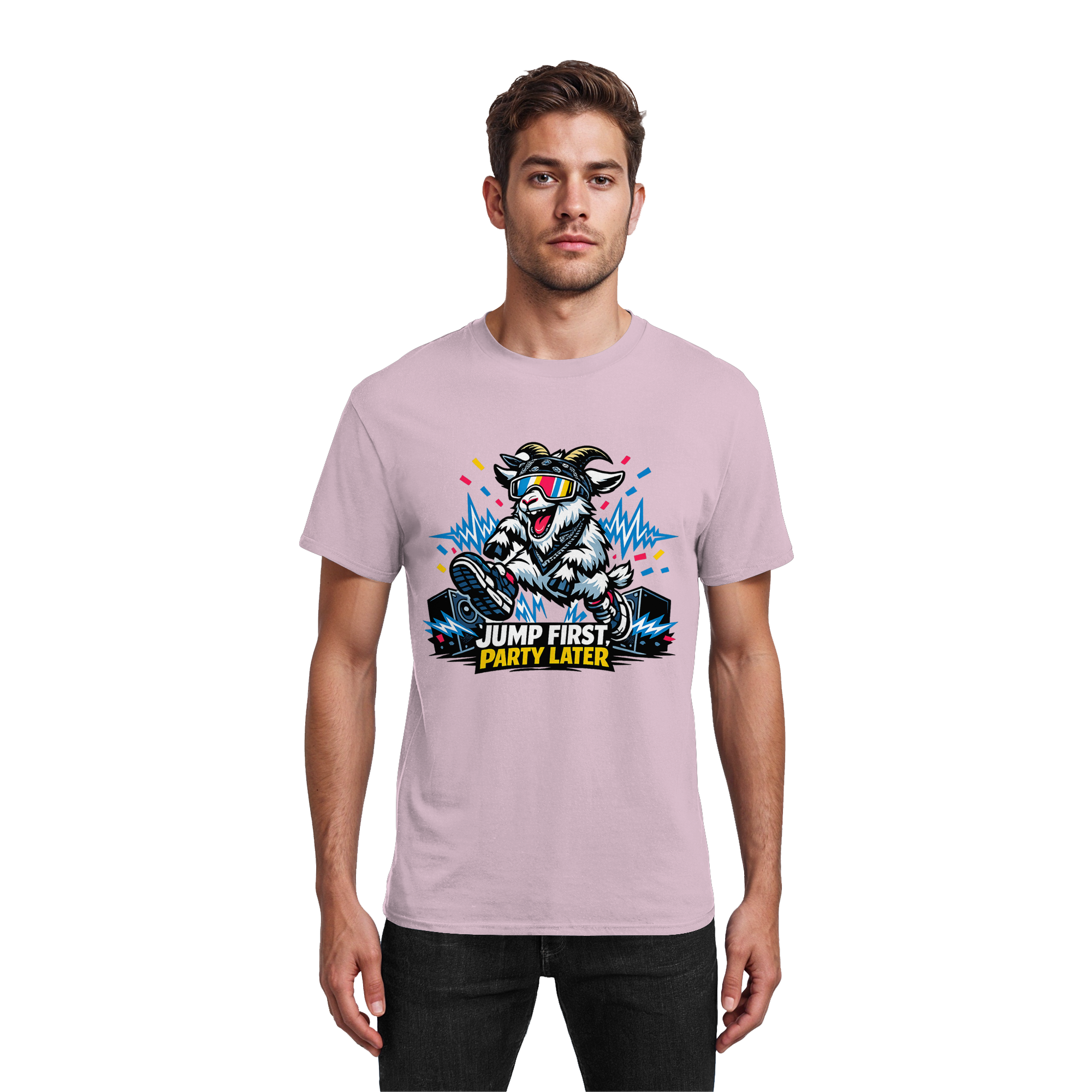 Jump First Party Later Ziege – Festival Goat - Heavy Cotton T-Shirt