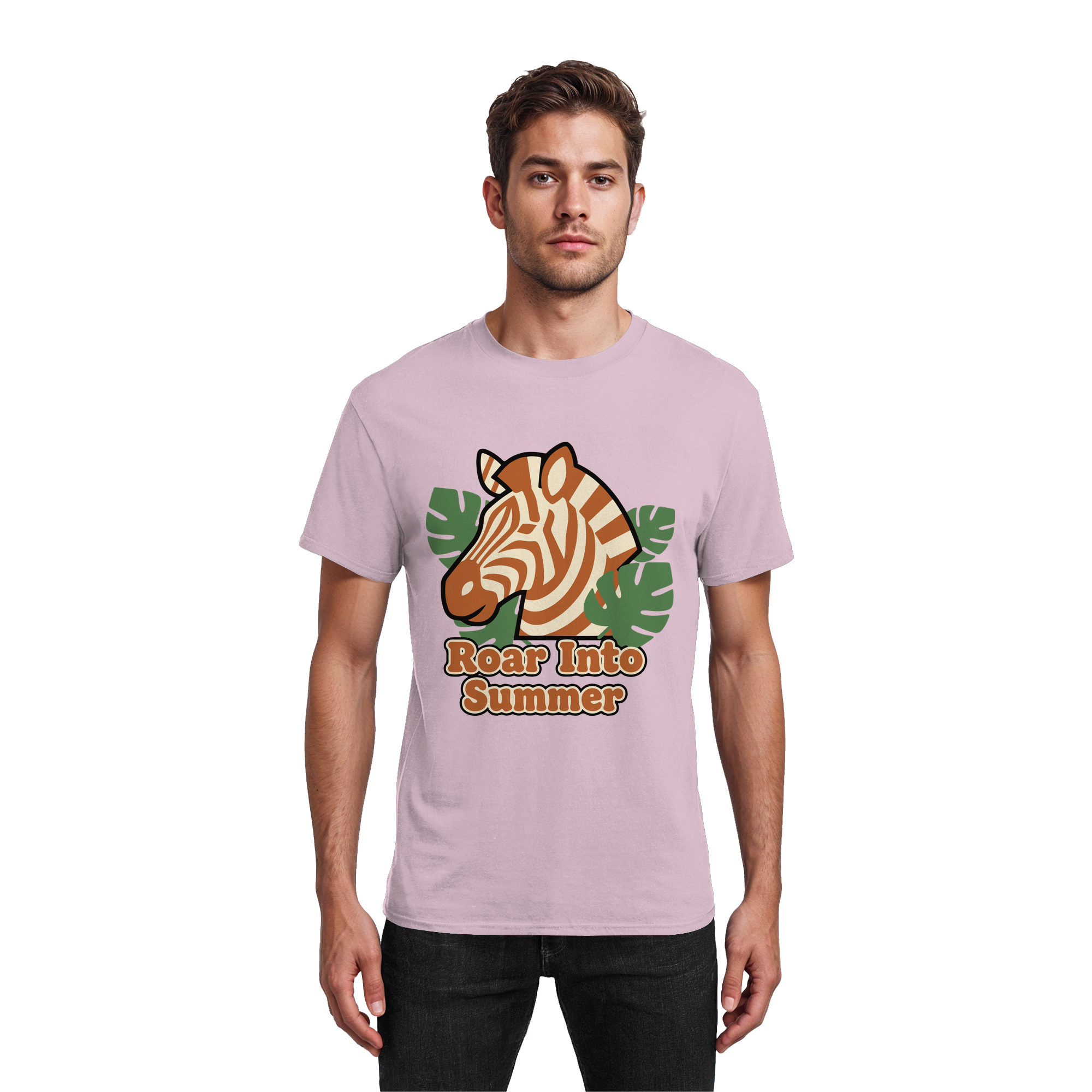 Roar Into Summer Zebra – Tropisches Streifentier - Heavy Cotton T-Shirt