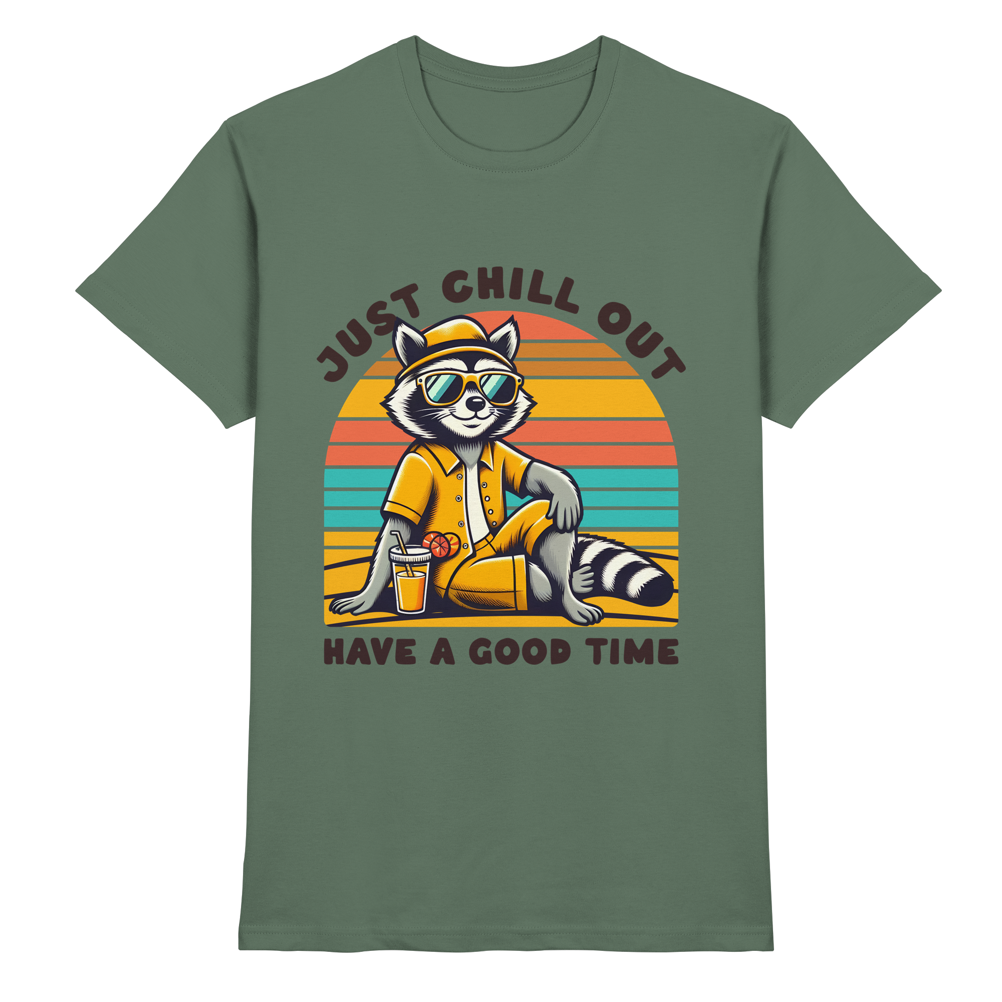 Just Chill Out – Cooler Waschbär mit Sonnenbrille und Drink: Have a Good Time - Heavy Cotton T-Shirt
