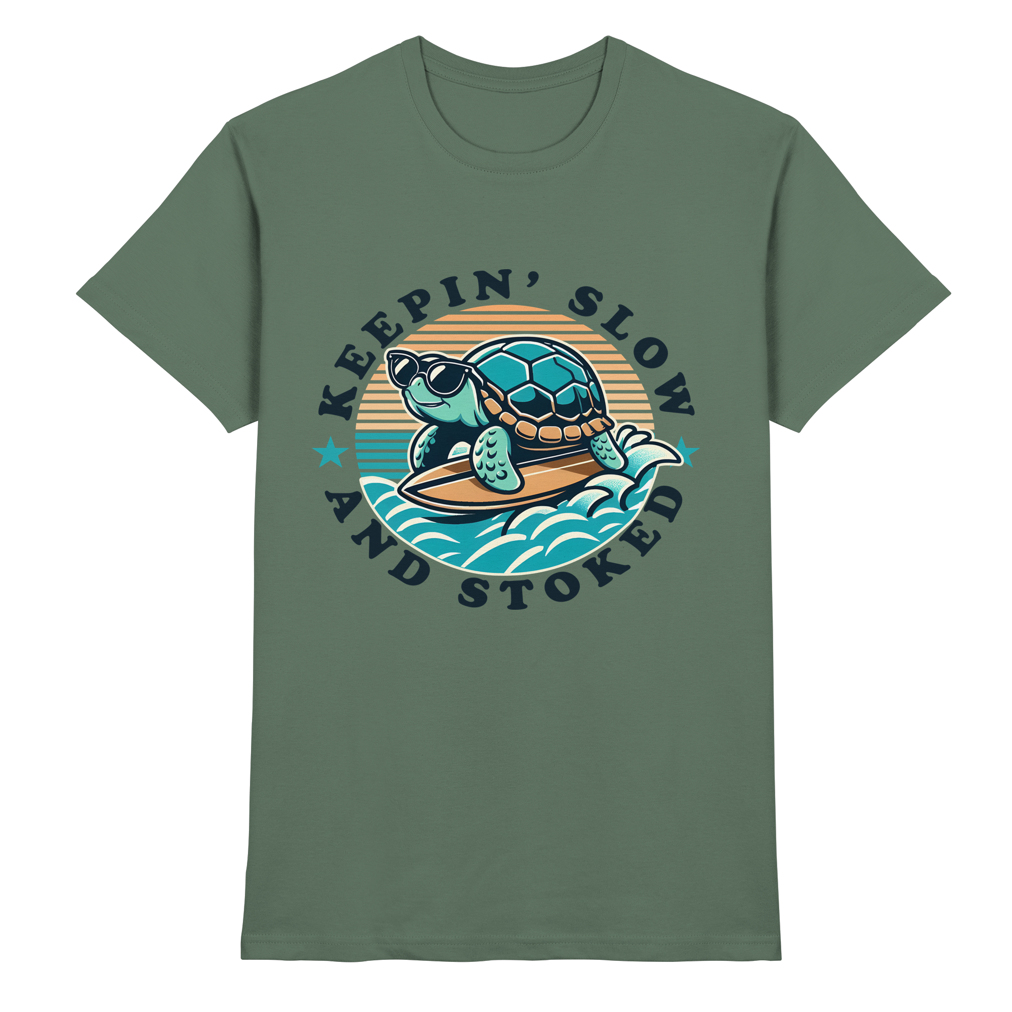 Keepin' Slow and Stoked – Cooles Surfer-Schildkröten-Design für entspannte Vibes - Heavy Cotton T-Shirt