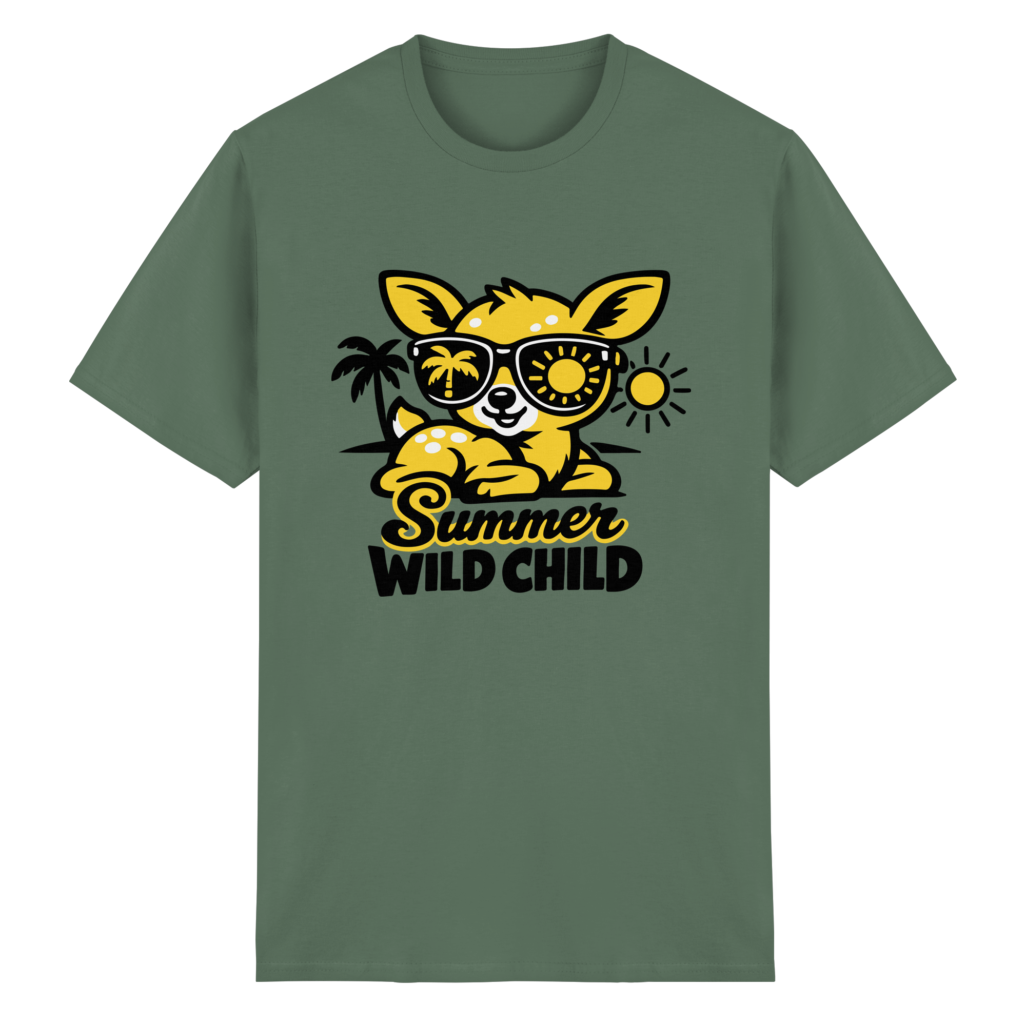 Sommer Wild Child Reh – Bambi mit Sonnenbrille Strandmotiv - Heavy Cotton T-Shirt