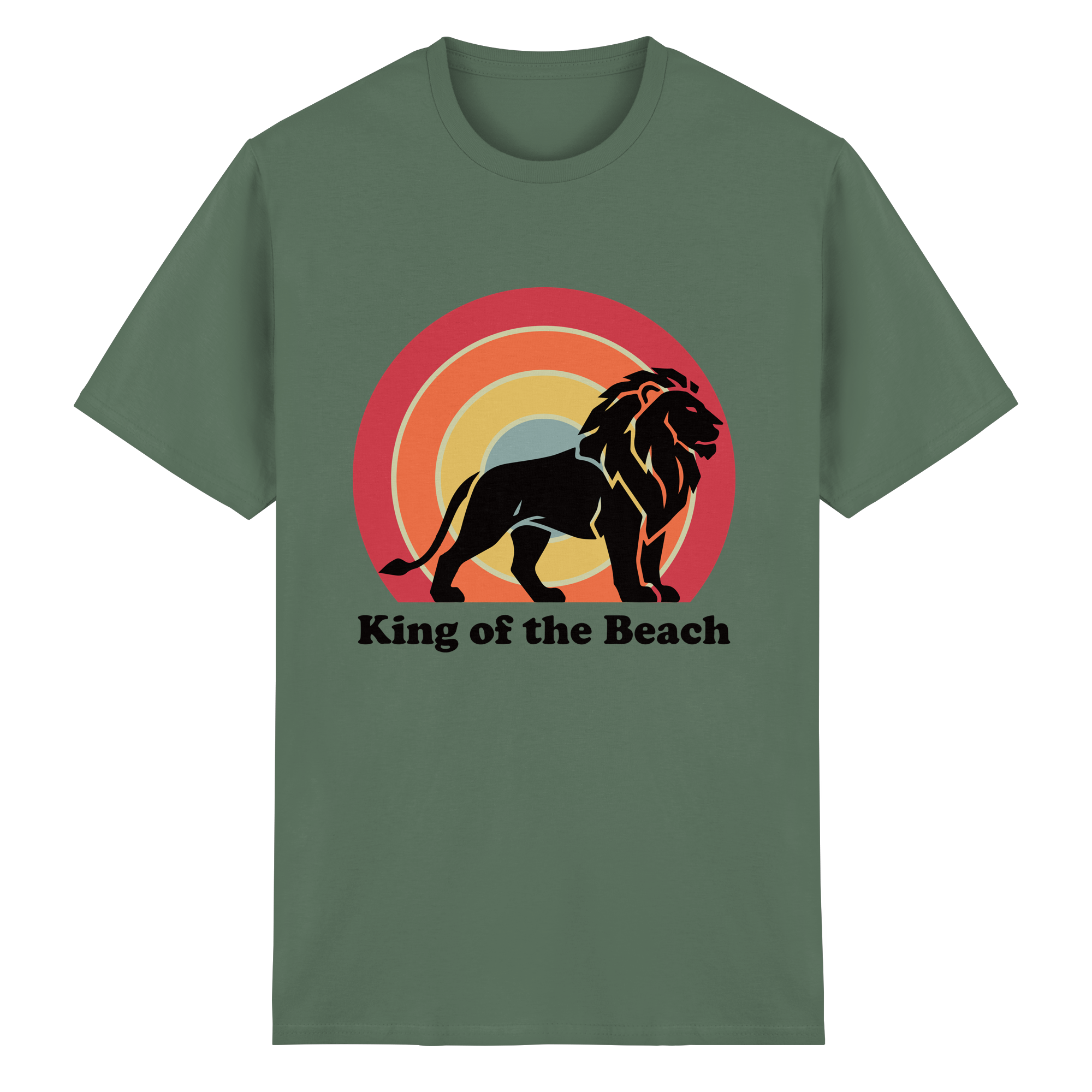 King of the Beach Löwe – Retro Strandkönig - Heavy Cotton T-Shirt