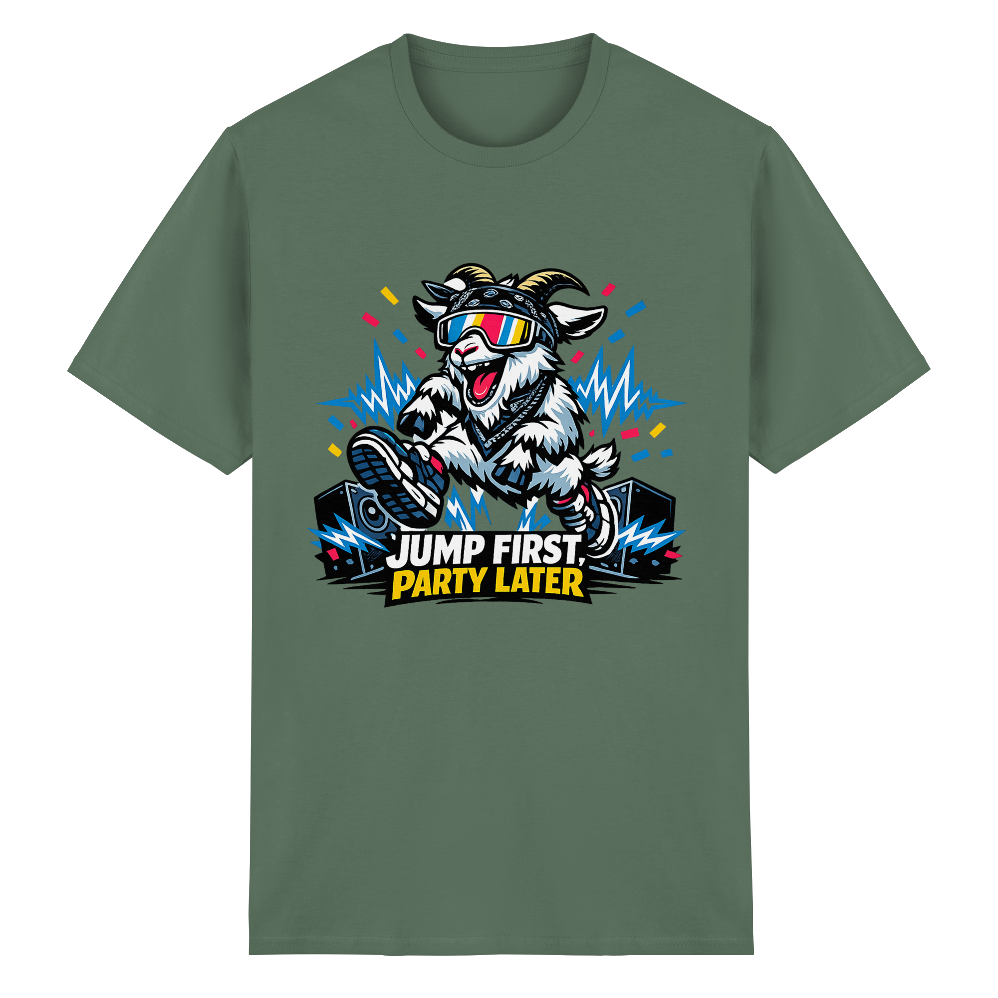 Jump First Party Later Ziege – Festival Goat - Heavy Cotton T-Shirt