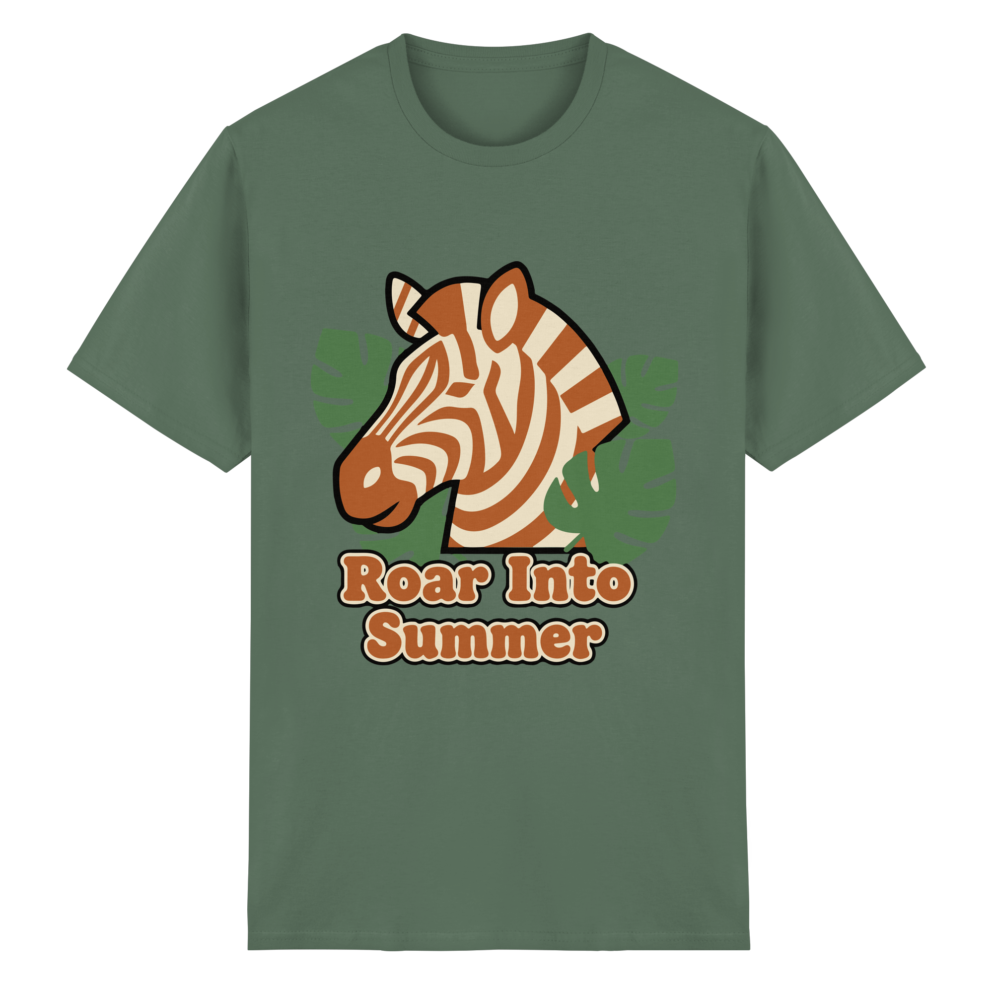 Roar Into Summer Zebra – Tropisches Streifentier - Heavy Cotton T-Shirt