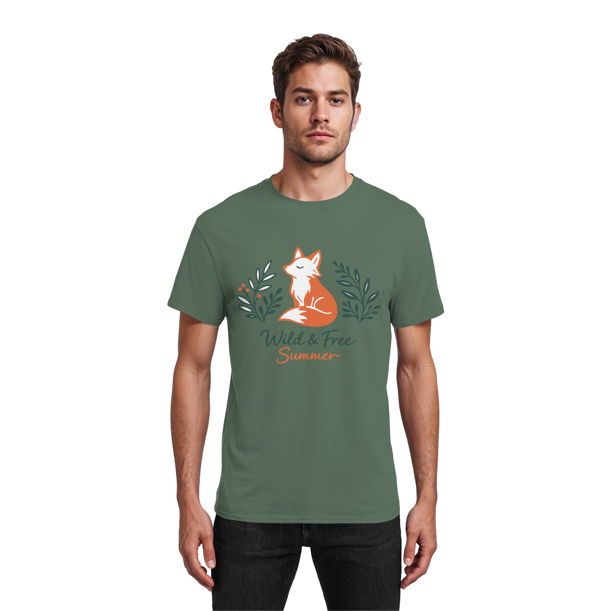 Wild & Free Summer Fuchs – Freiheitsmotiv - Heavy Cotton T-Shirt