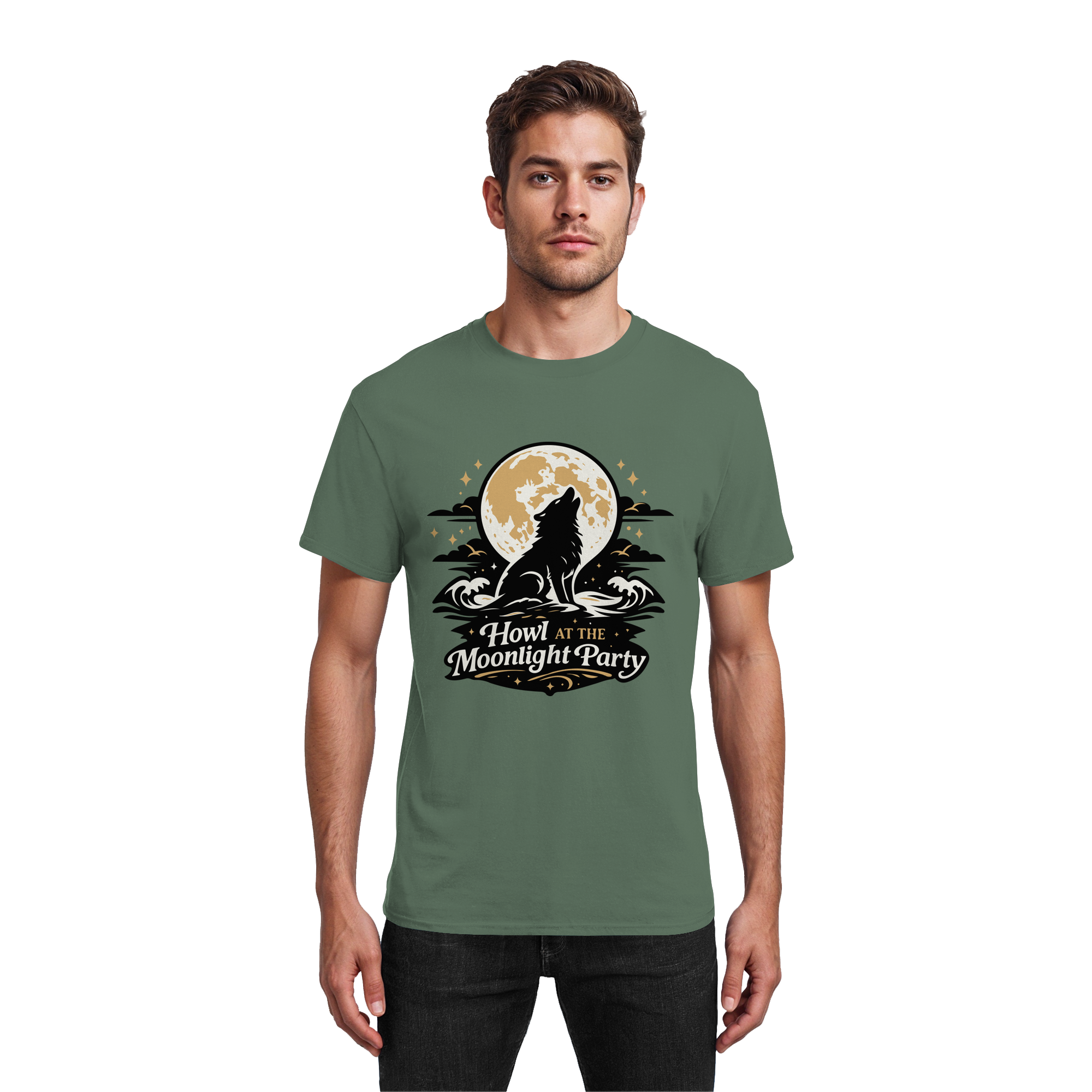 Howl at the Moonlight Party Wolf – Mondheuler Beach - Heavy Cotton T-Shirt