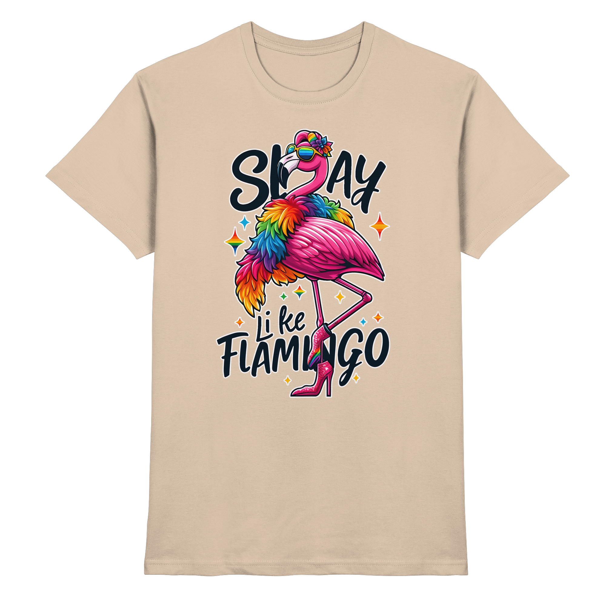 Slay Like a Flamingo – Stylischer Regenbogen-Flamingo - Heavy Cotton T-Shirt