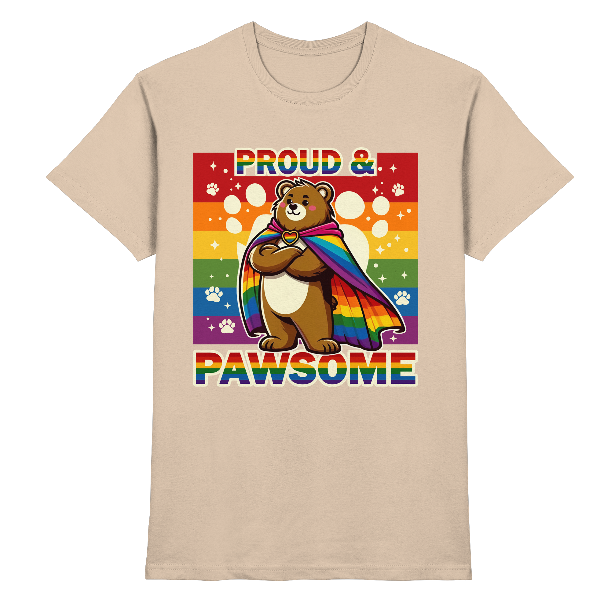 Proud & Pawsome – Starker Regenbogen-Bär - Heavy Cotton T-Shirt