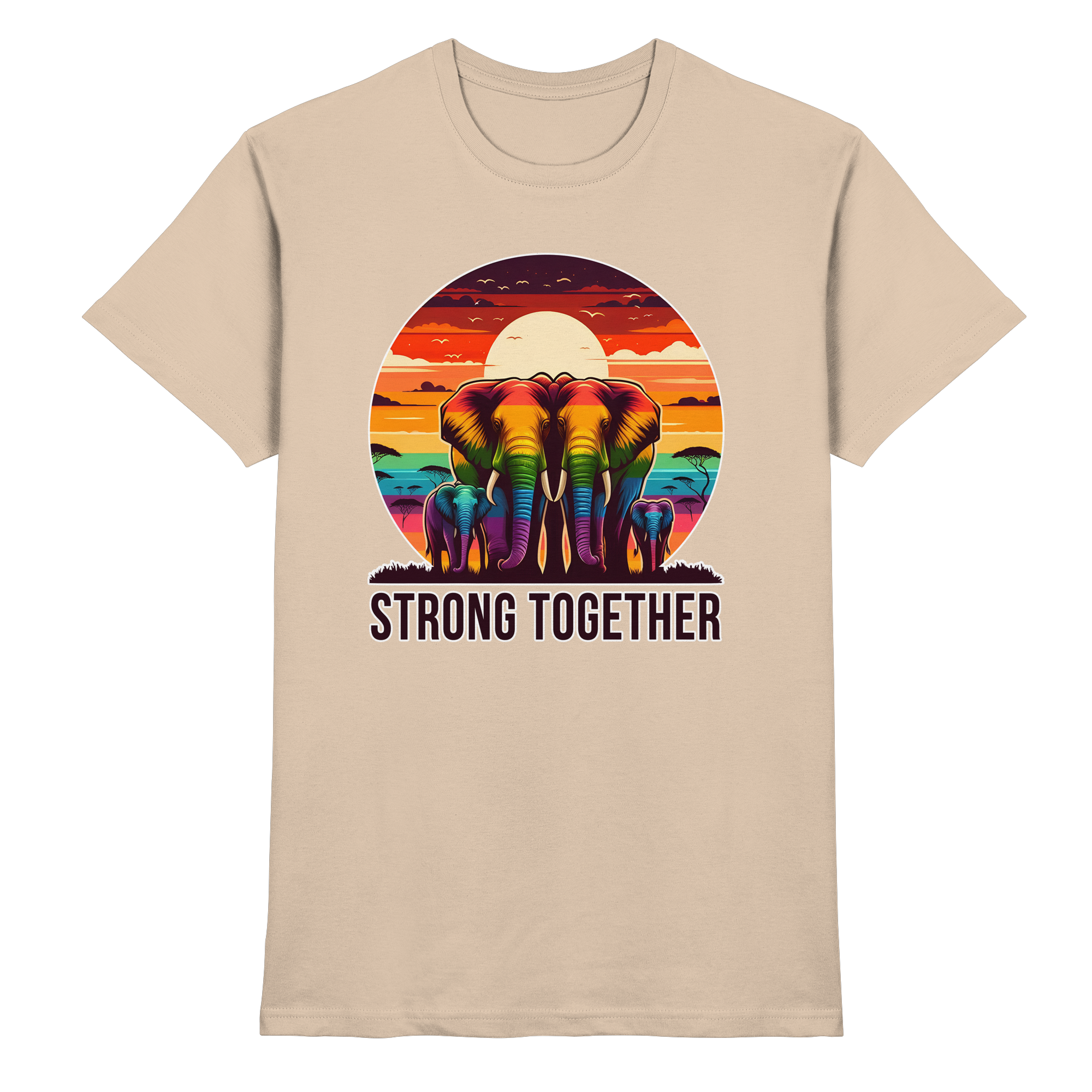 Strong Together – Kraftvolle Regenbogen-Elefanten - Heavy Cotton T-Shirt