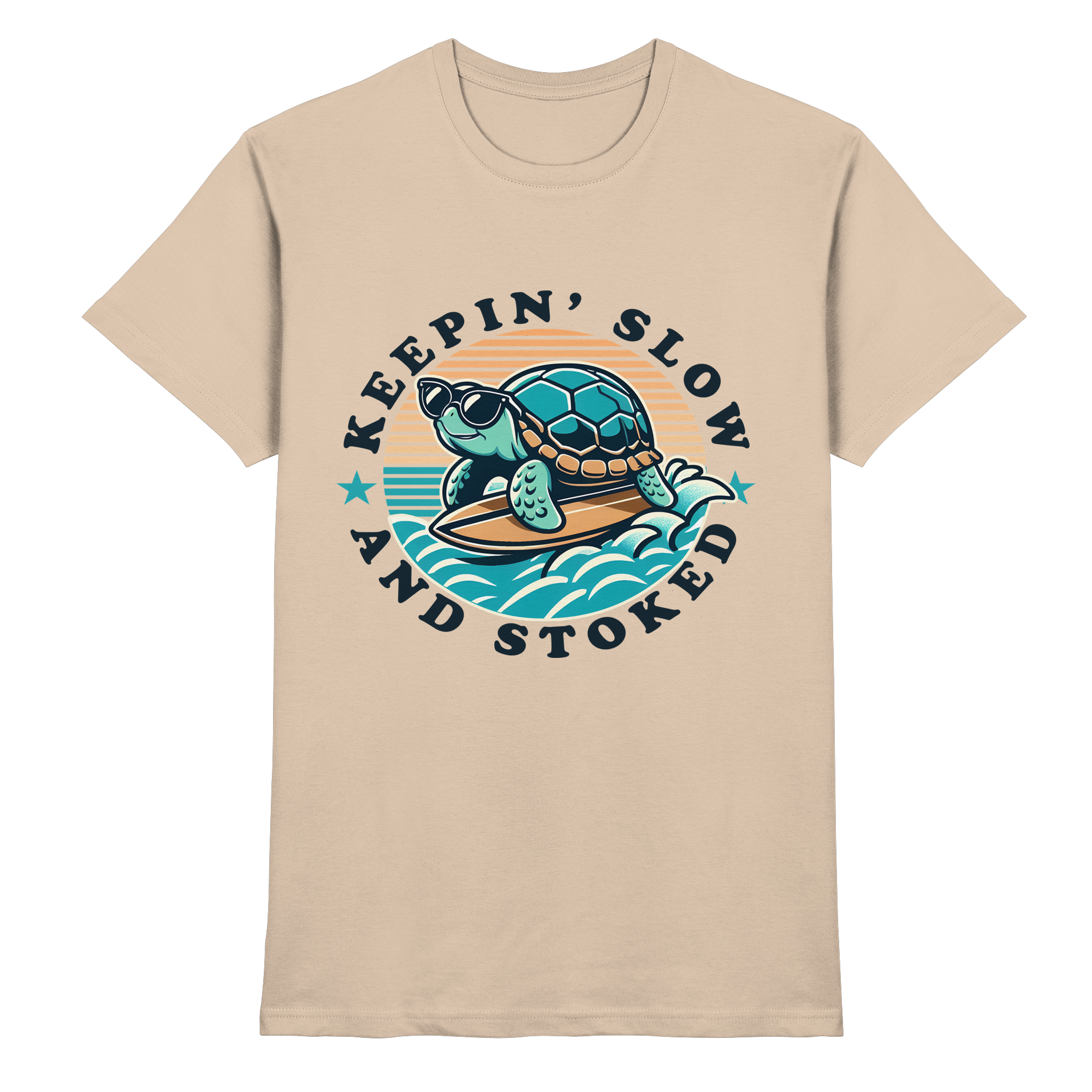 Keepin' Slow and Stoked – Cooles Surfer-Schildkröten-Design für entspannte Vibes - Heavy Cotton T-Shirt
