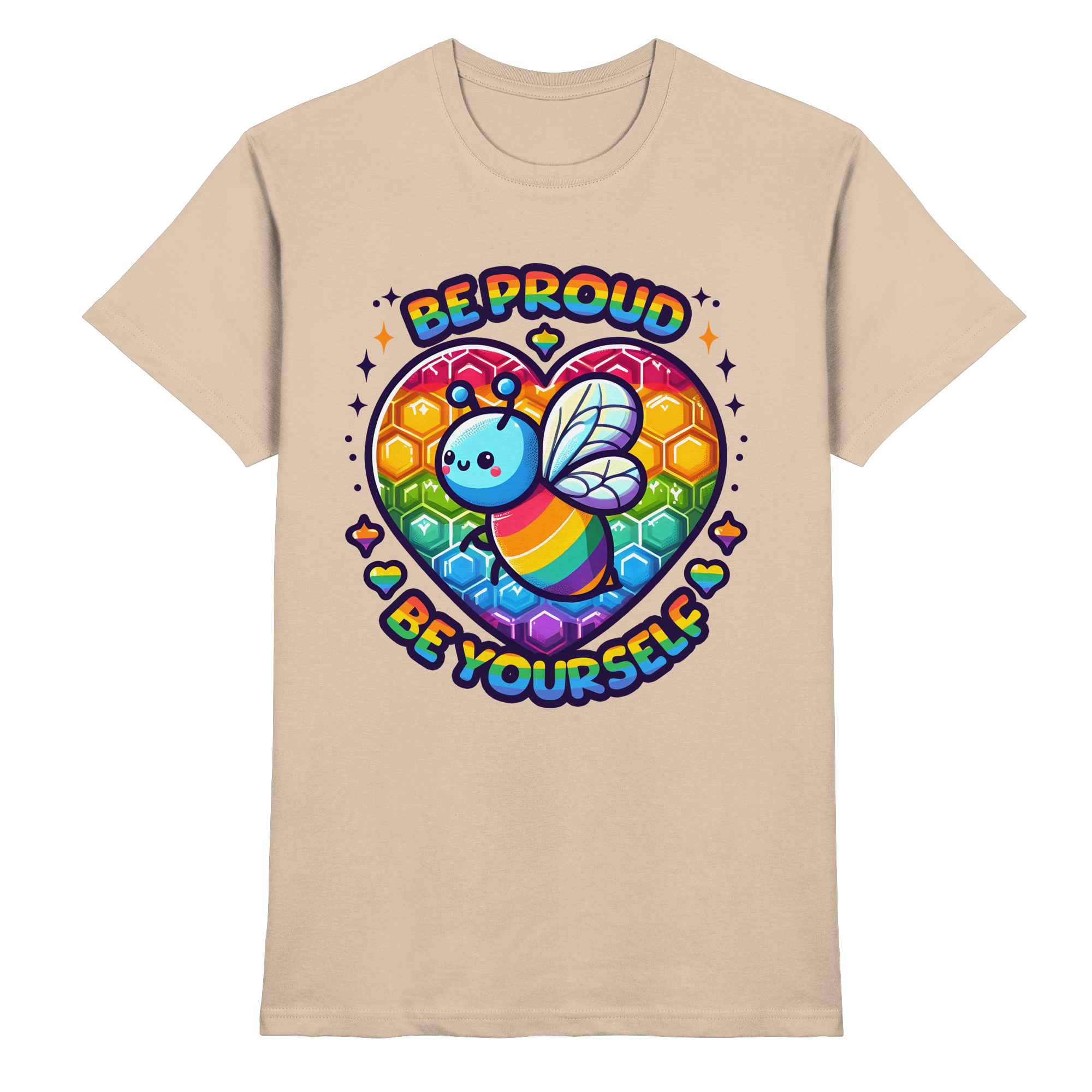 Be Proud, Be Yourself – Süße Regenbogen-Biene - Heavy Cotton T-Shirt