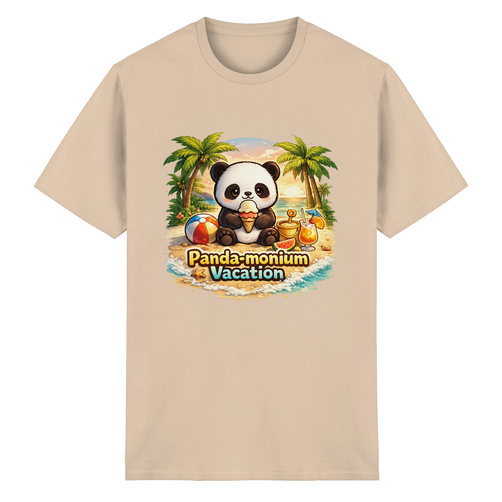 Panda-monium Vacation – Chilliger Strand Panda - Heavy Cotton T-Shirt