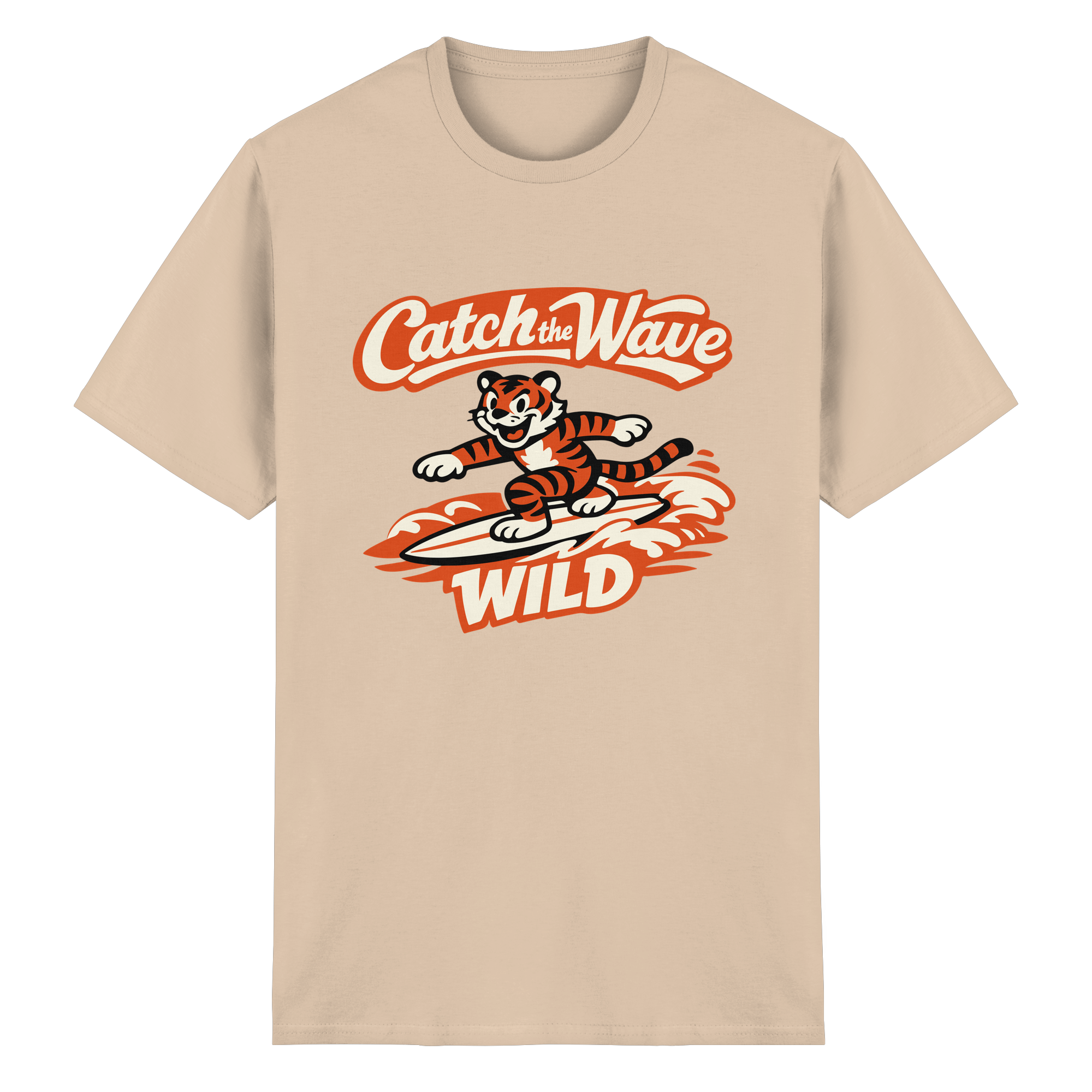 Catch the Wave Tiger – Vintage Surf Wildcat - Heavy Cotton T-Shirt