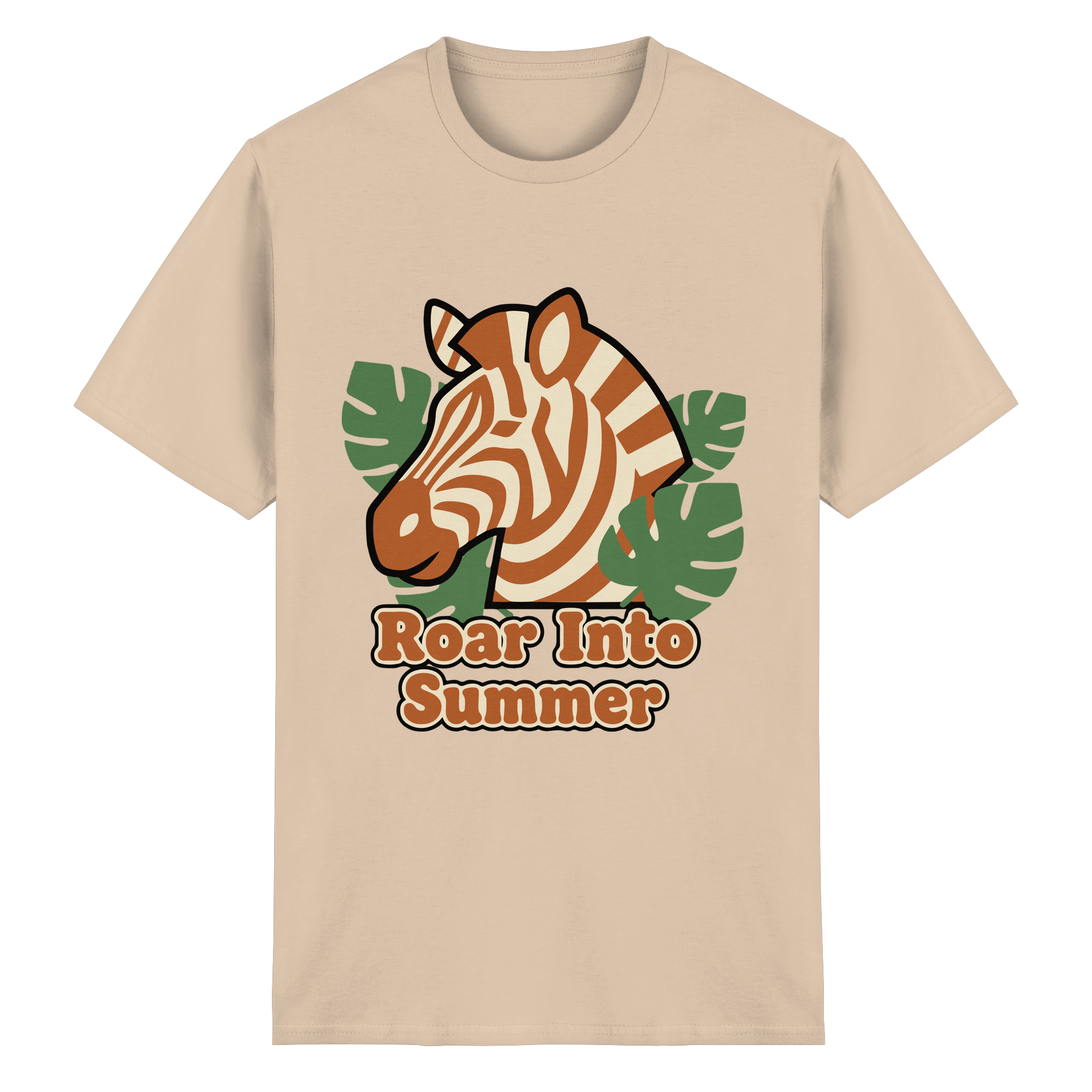 Roar Into Summer Zebra – Tropisches Streifentier - Heavy Cotton T-Shirt