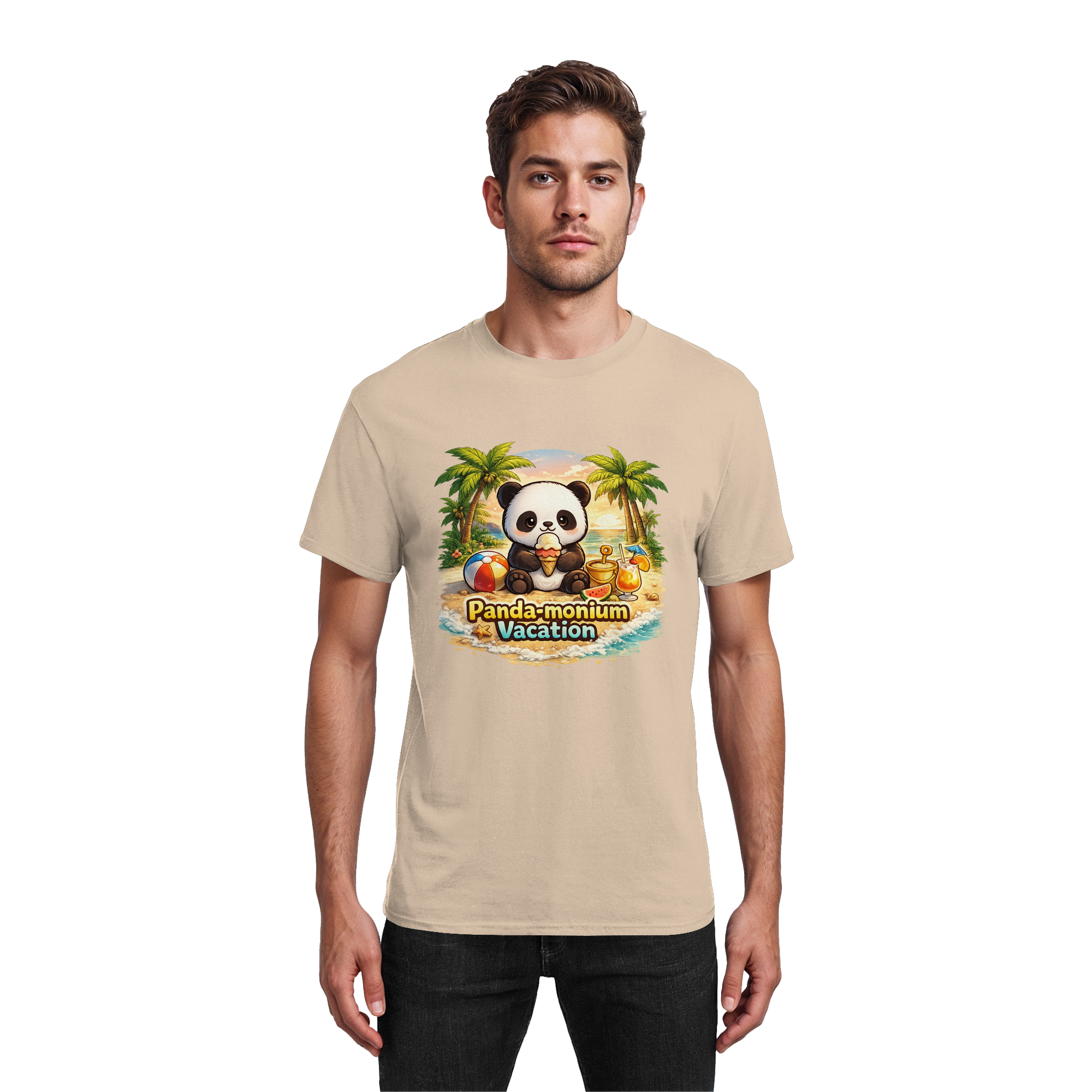 Panda-monium Vacation – Chilliger Strand Panda - Heavy Cotton T-Shirt