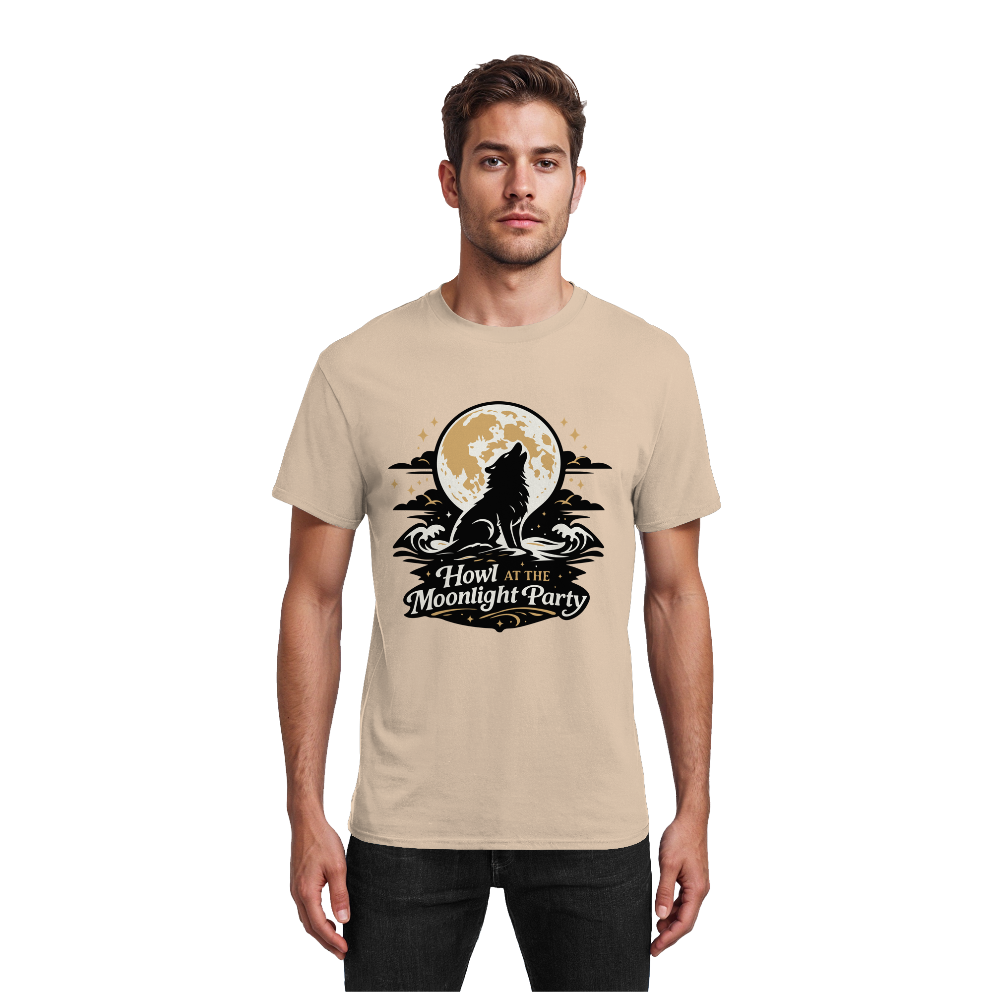 Howl at the Moonlight Party Wolf – Mondheuler Beach - Heavy Cotton T-Shirt