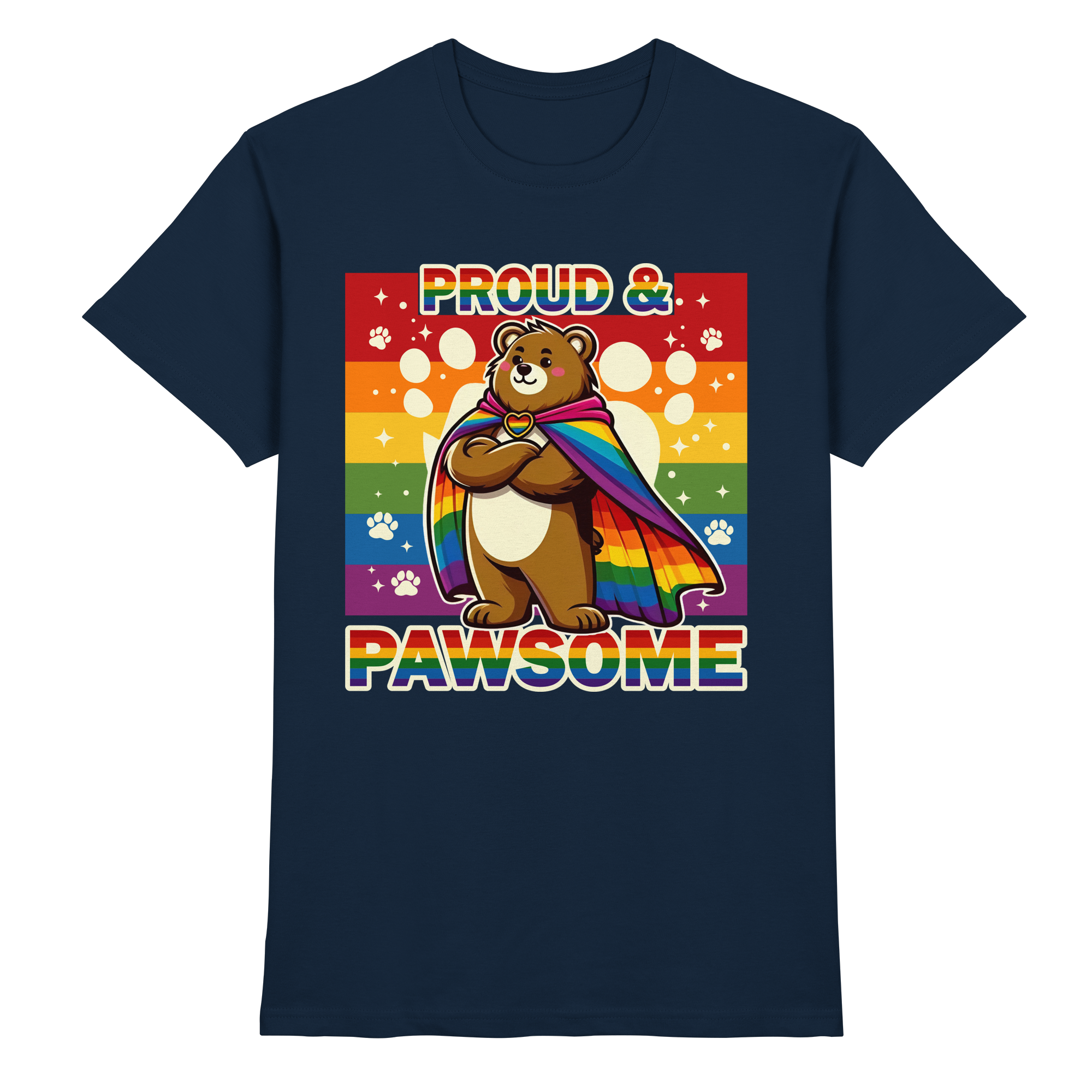 Proud & Pawsome – Starker Regenbogen-Bär - Heavy Cotton T-Shirt