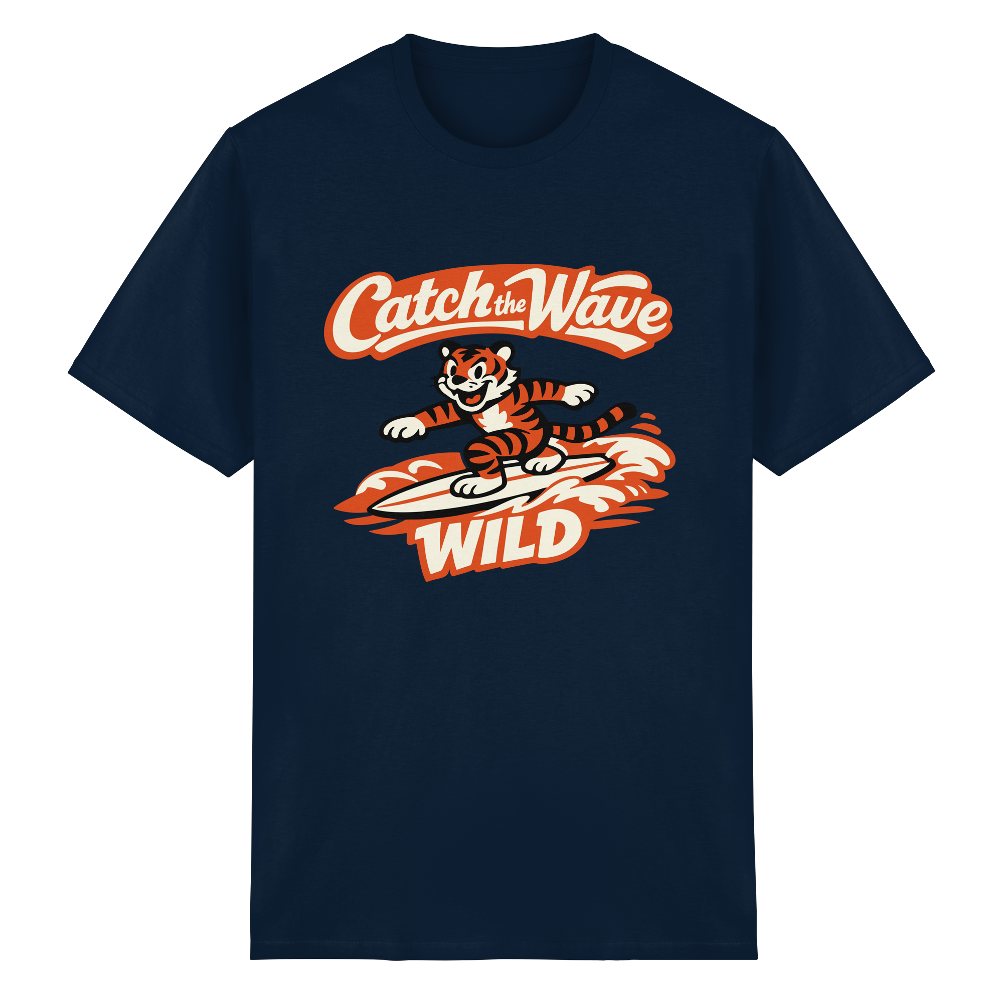 Catch the Wave Tiger – Vintage Surf Wildcat - Heavy Cotton T-Shirt