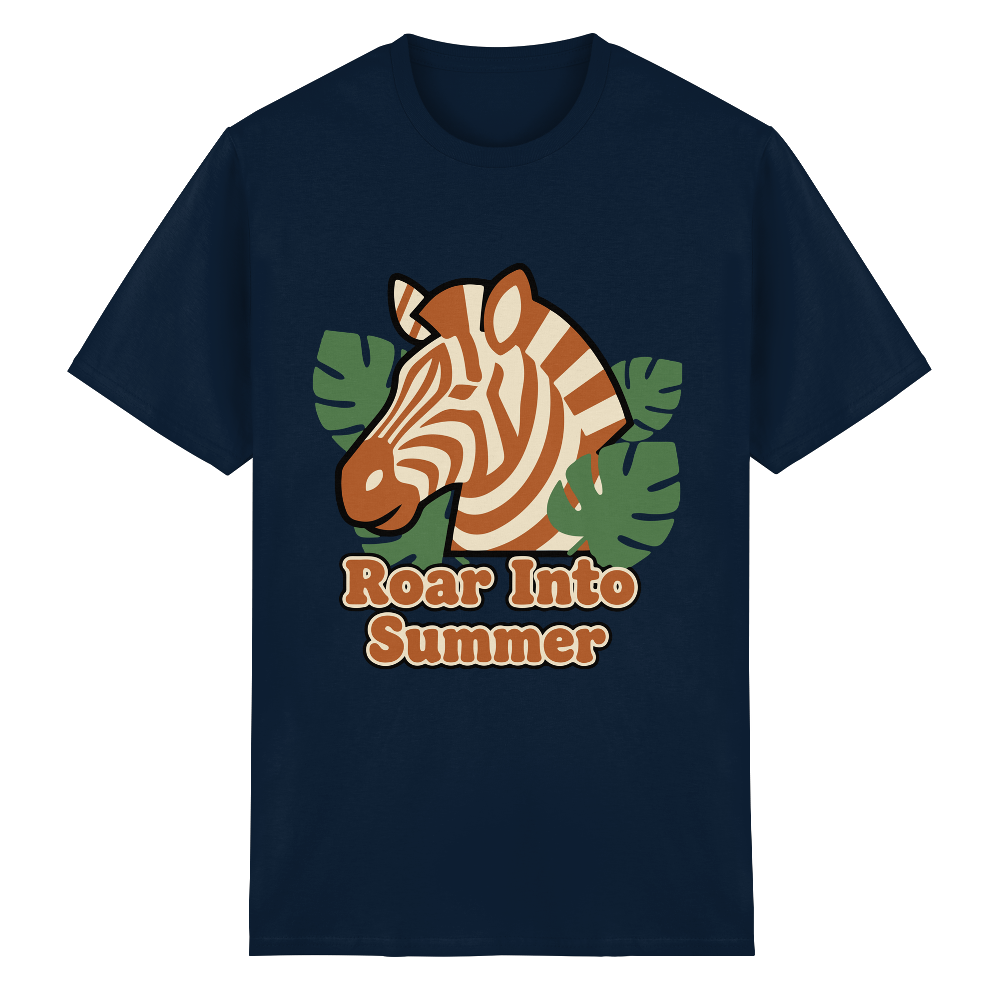 Roar Into Summer Zebra – Tropisches Streifentier - Heavy Cotton T-Shirt