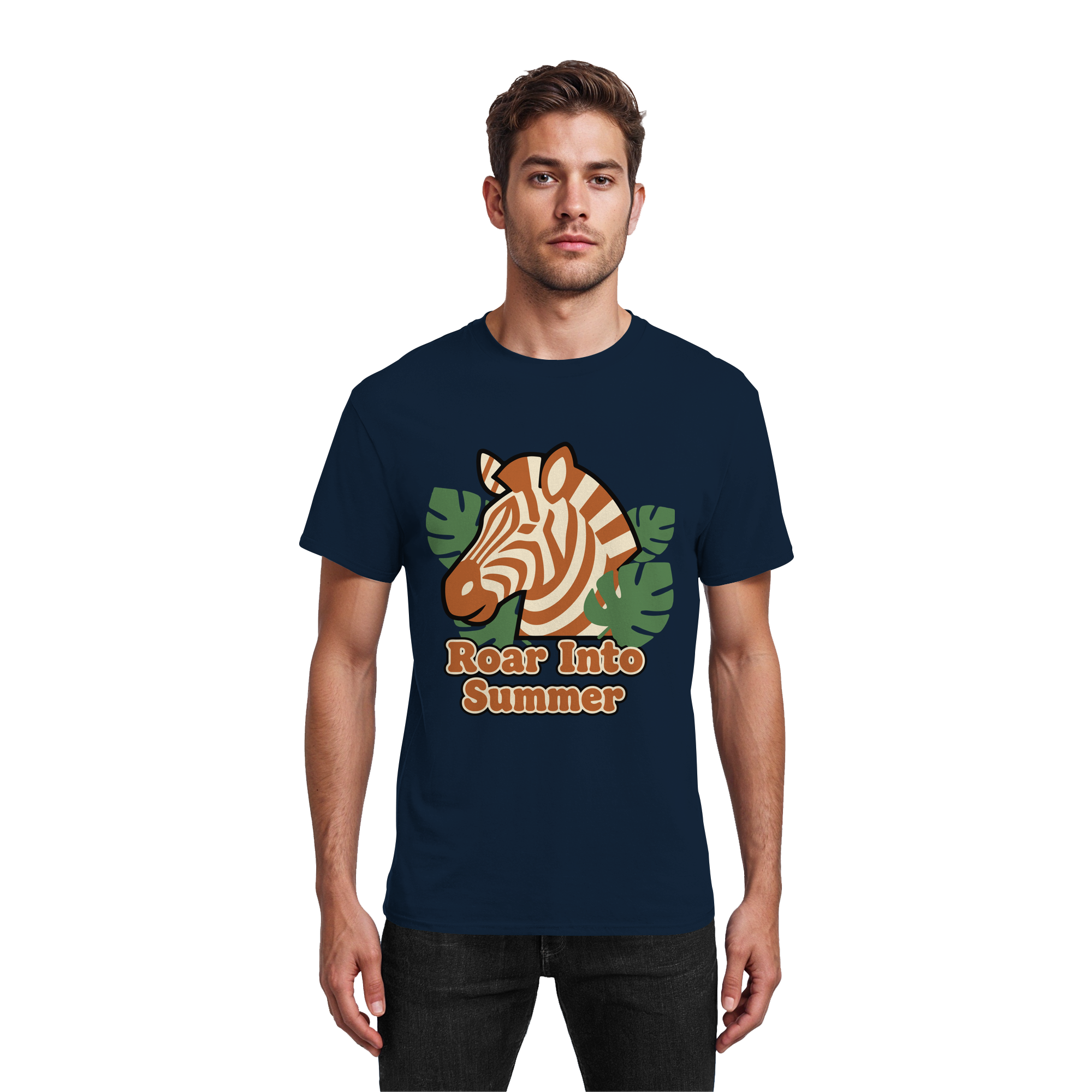 Roar Into Summer Zebra – Tropisches Streifentier - Heavy Cotton T-Shirt