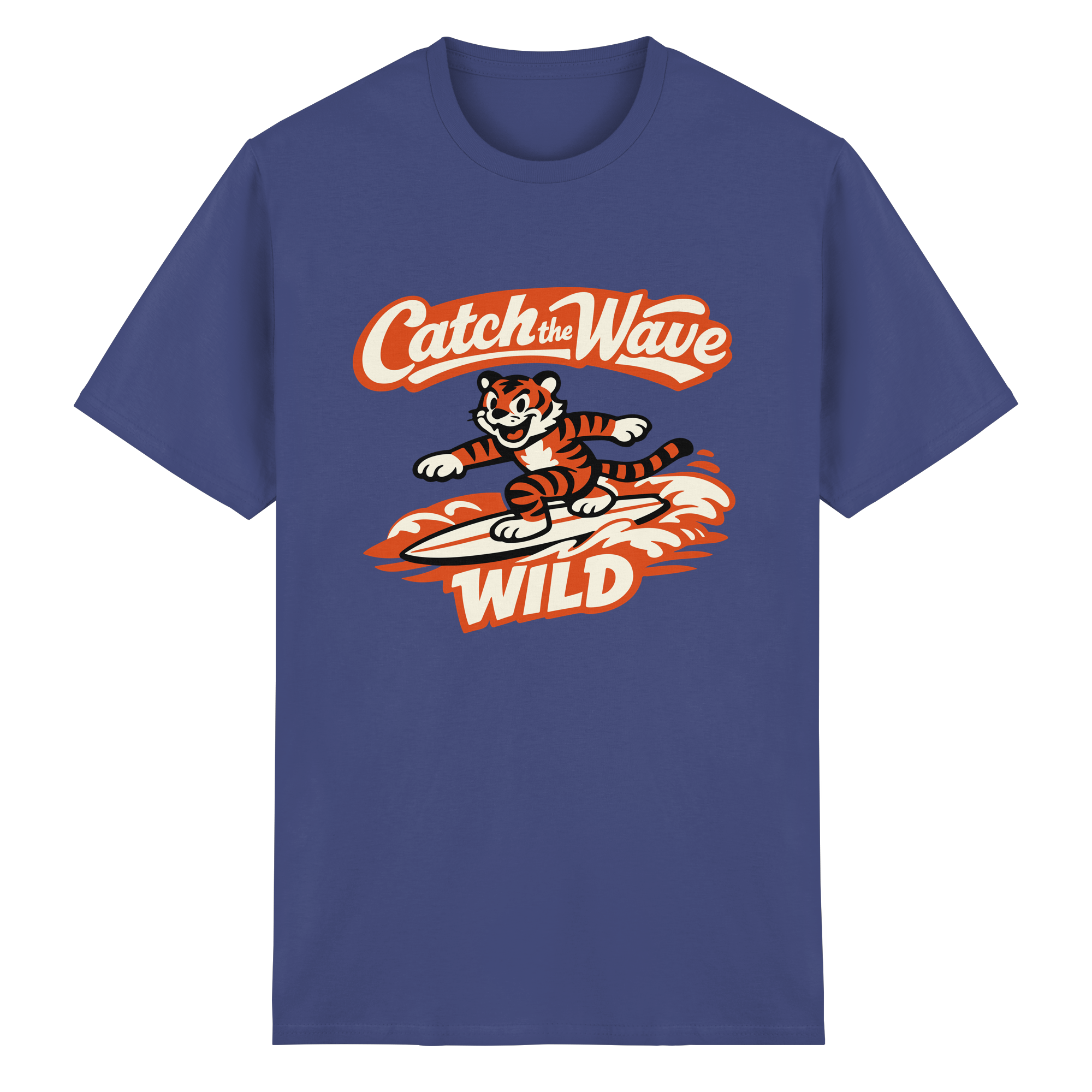 Catch the Wave Tiger – Vintage Surf Wildcat - Heavy Cotton T-Shirt