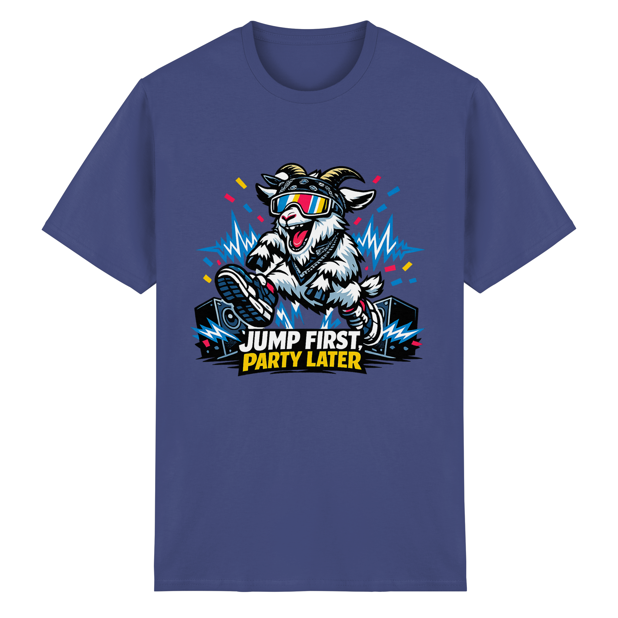 Jump First Party Later Ziege – Festival Goat - Heavy Cotton T-Shirt