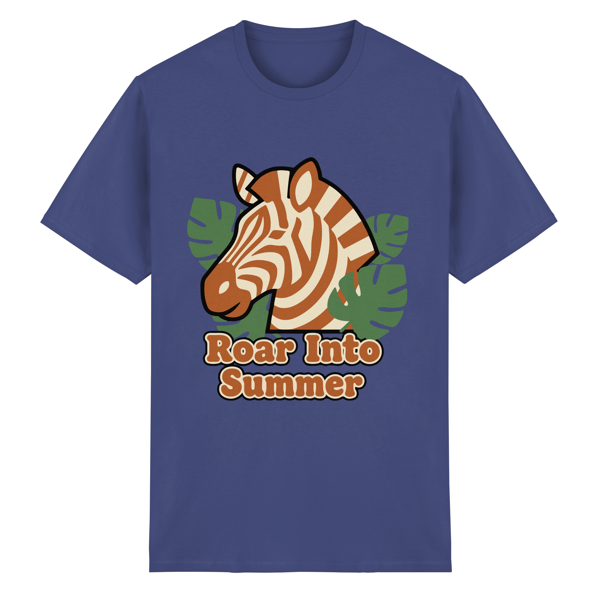 Roar Into Summer Zebra – Tropisches Streifentier - Heavy Cotton T-Shirt