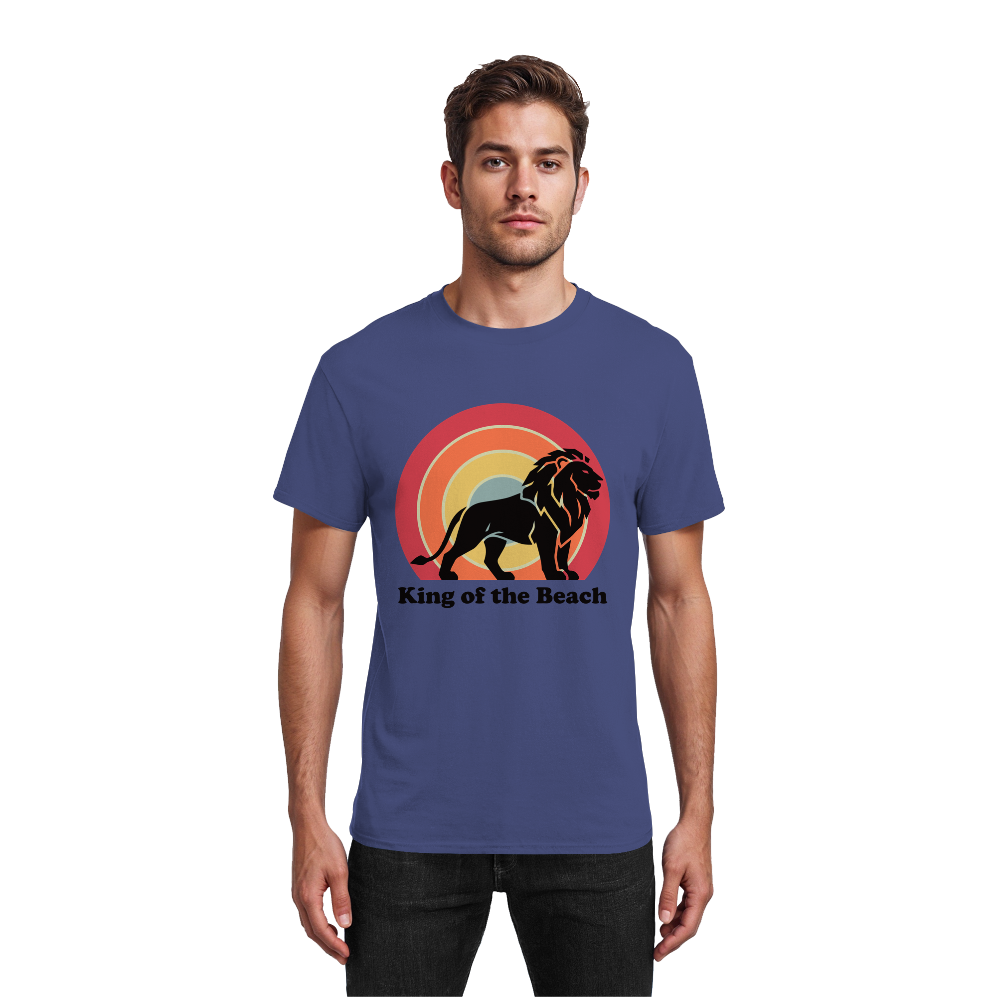 King of the Beach Löwe – Retro Strandkönig - Heavy Cotton T-Shirt