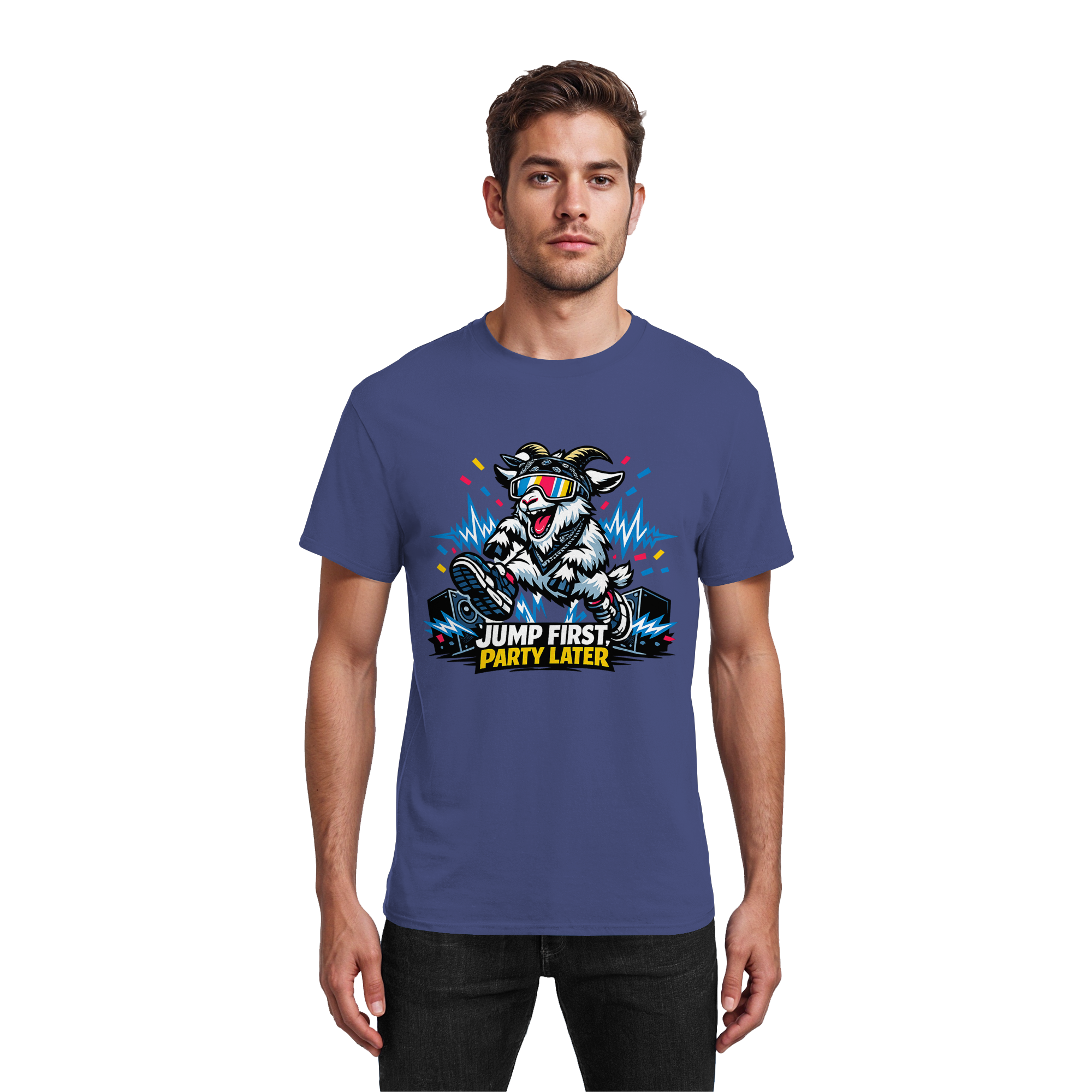 Jump First Party Later Ziege – Festival Goat - Heavy Cotton T-Shirt