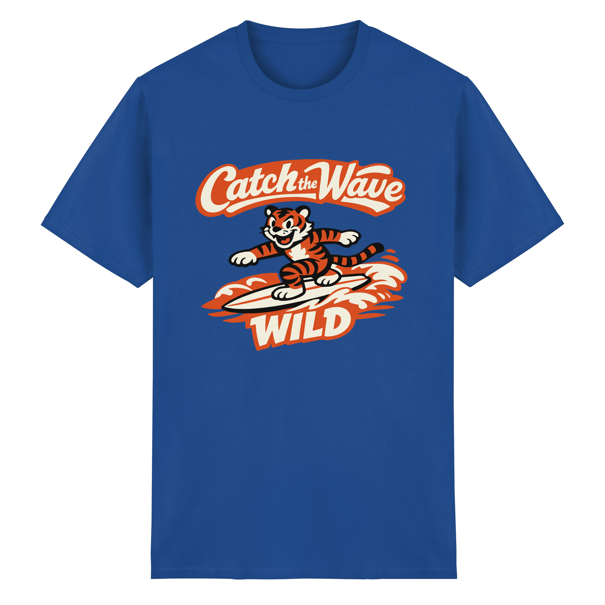Catch the Wave Tiger – Vintage Surf Wildcat - Heavy Cotton T-Shirt