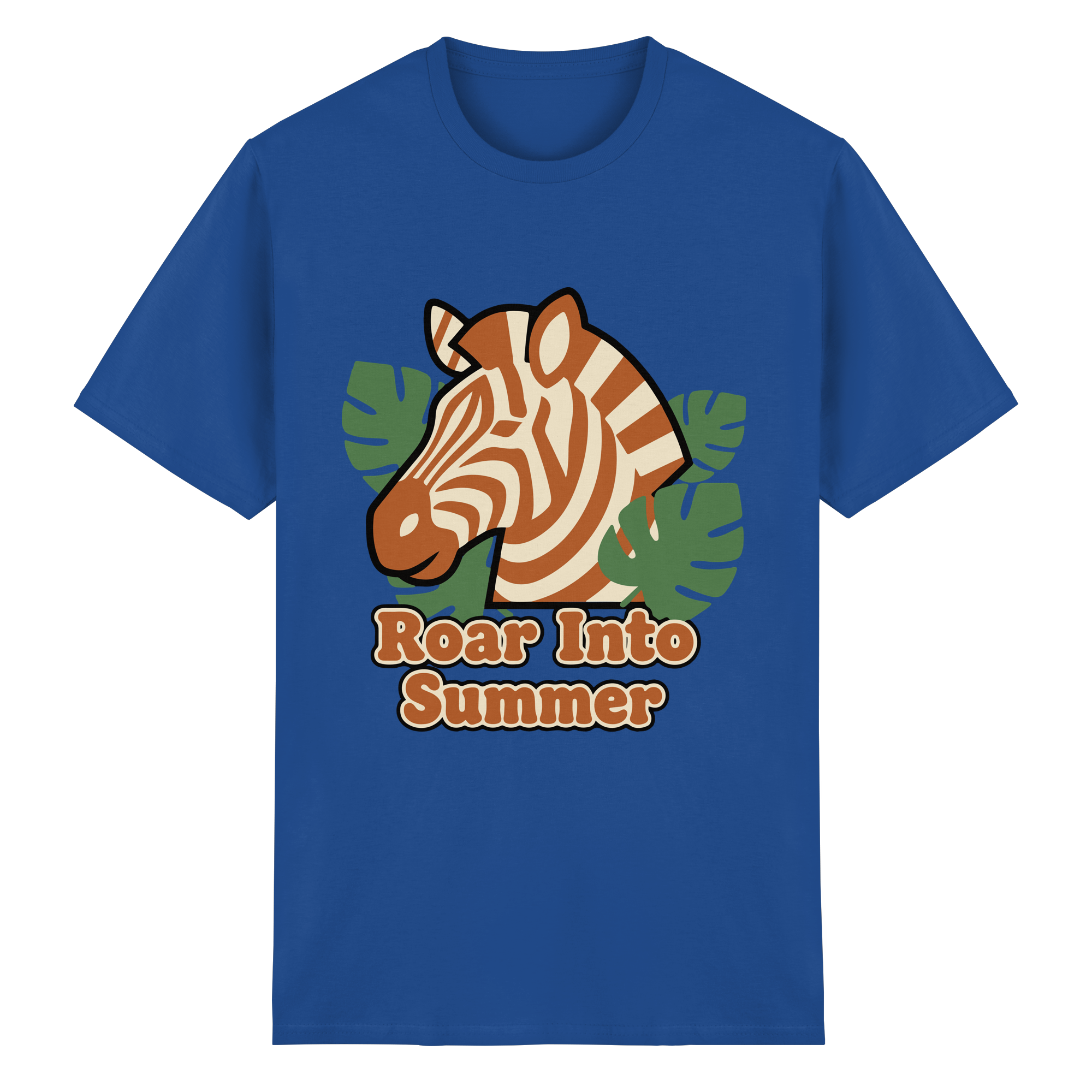 Roar Into Summer Zebra – Tropisches Streifentier - Heavy Cotton T-Shirt