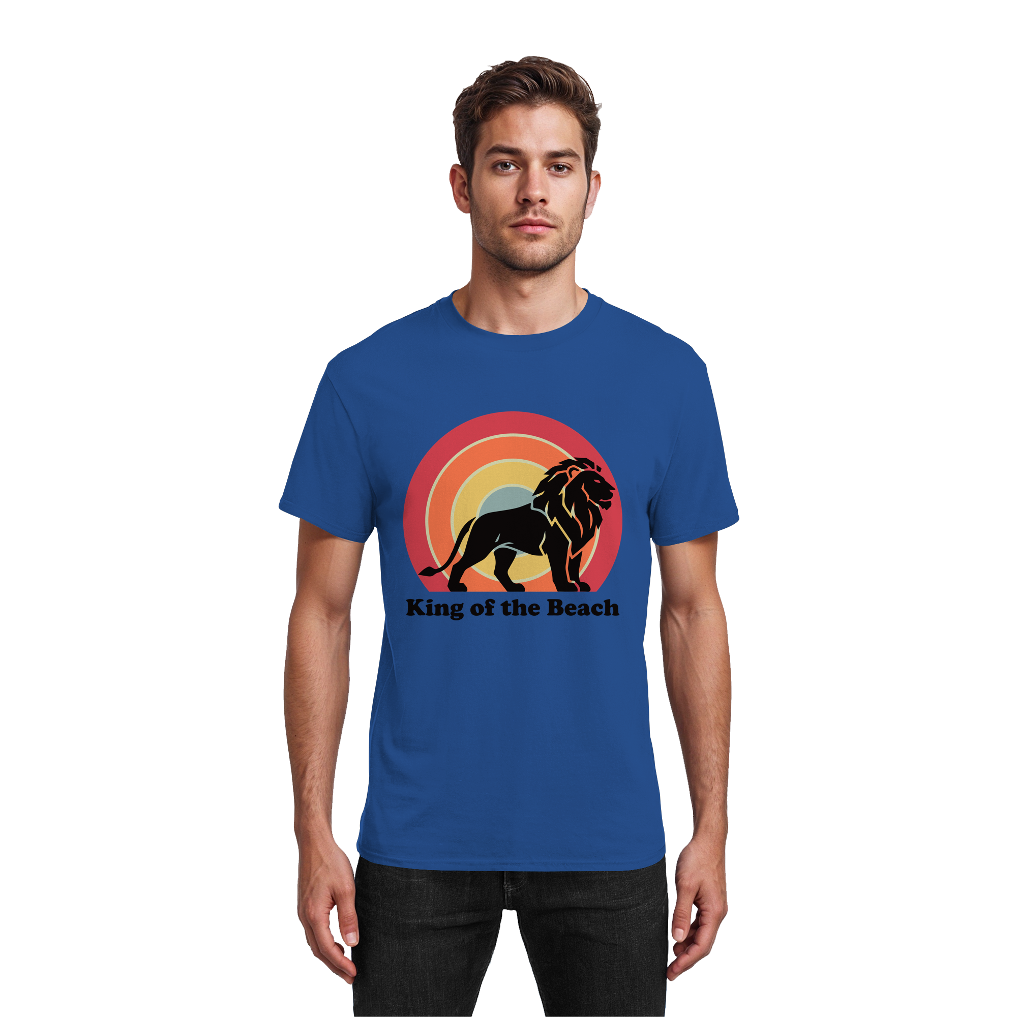 King of the Beach Löwe – Retro Strandkönig - Heavy Cotton T-Shirt